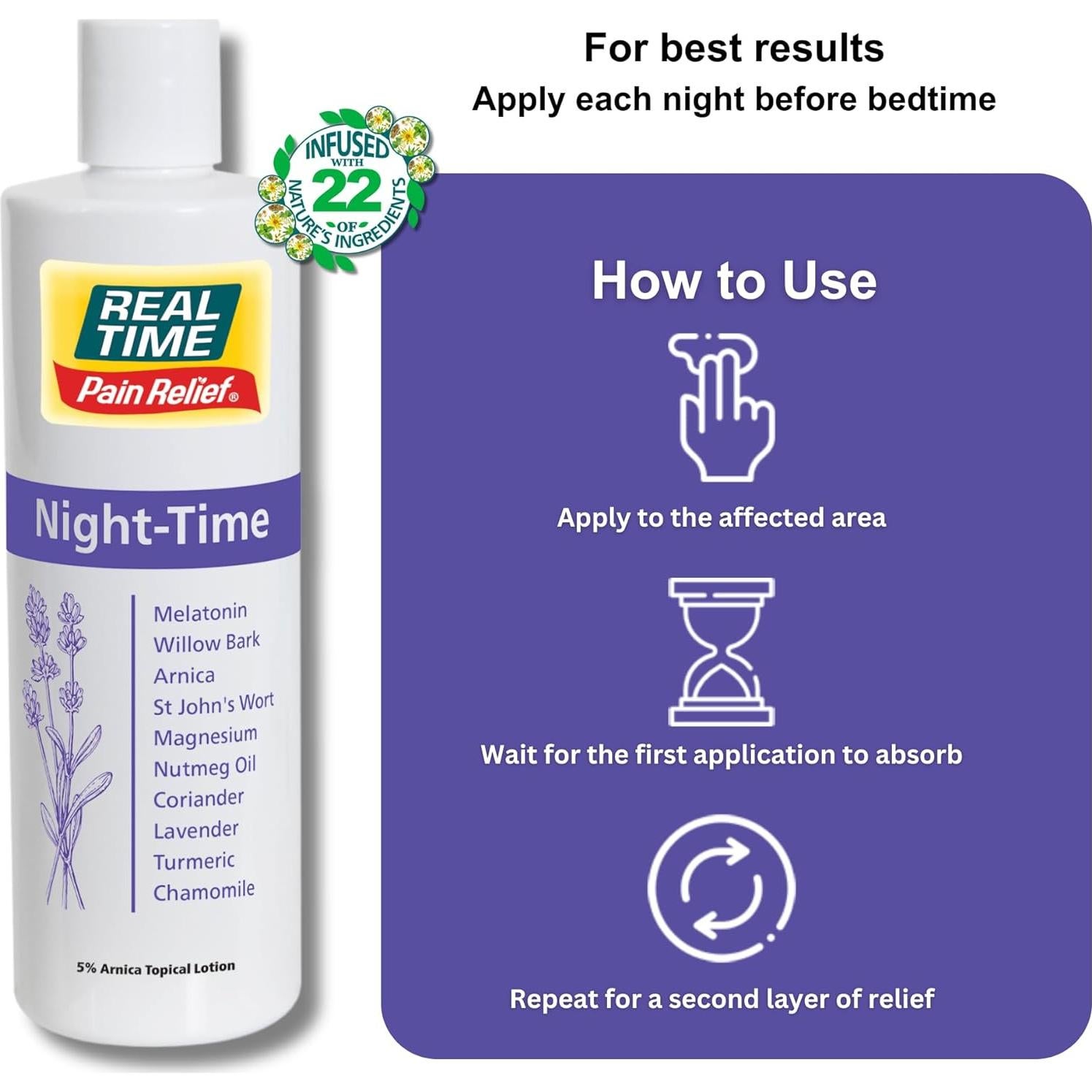 Crema Nocturna Alivio Dolor Real Time 340g Melatonina