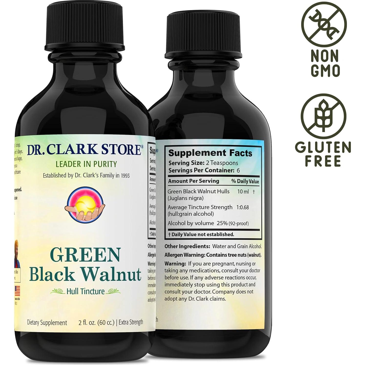 Tintura de Cáscara de Nuez Negra Verde Dr Clark 60cc - Suplemento Natural