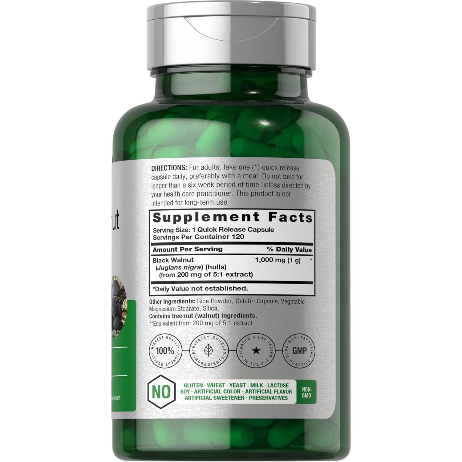 Cápsulas de Nuez Negra Horbaach 1000 mg - 120 Unidades - Suplemento Herbal