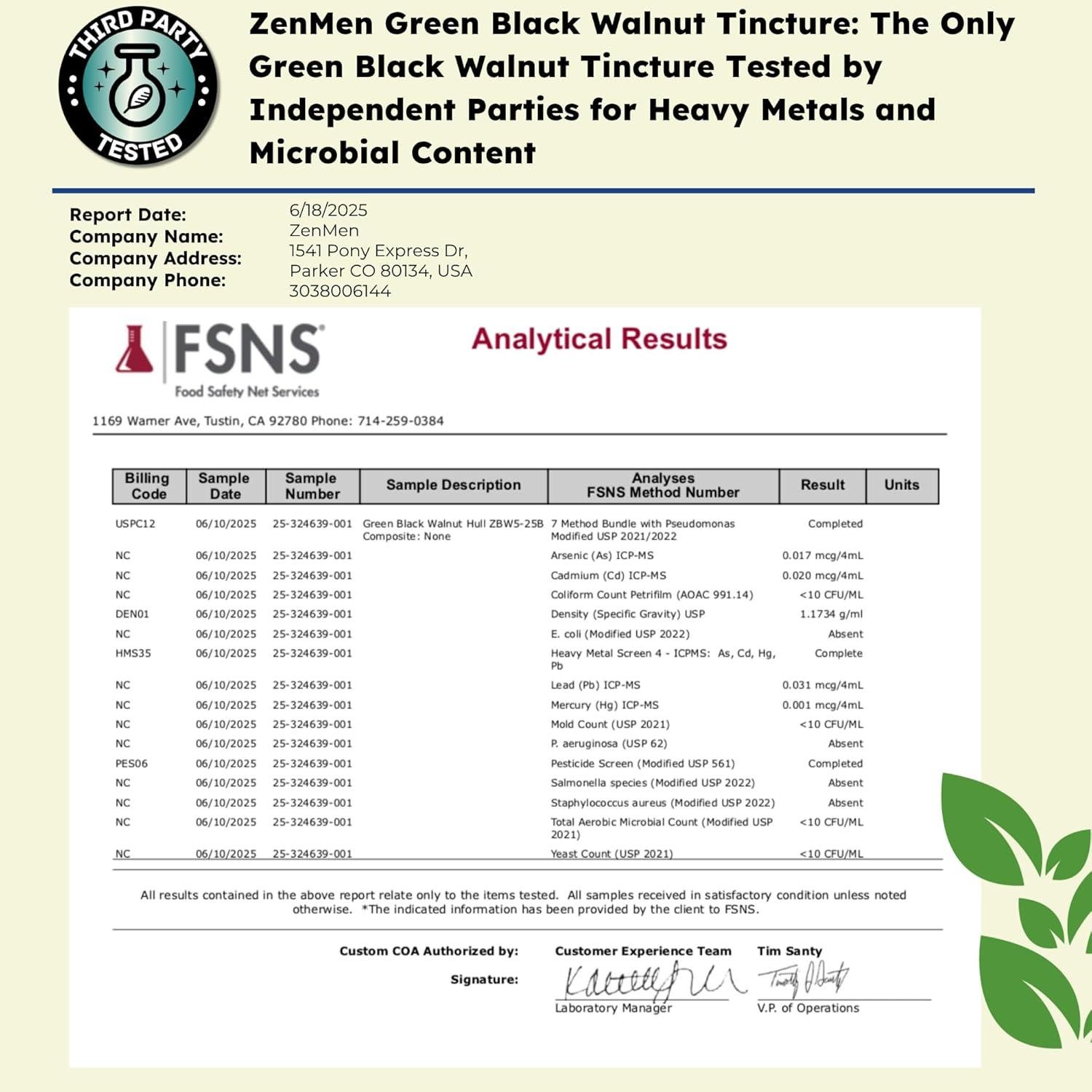 Tintura Orgánica de Cáscara de Nuez Negra Zenmen - 60ml