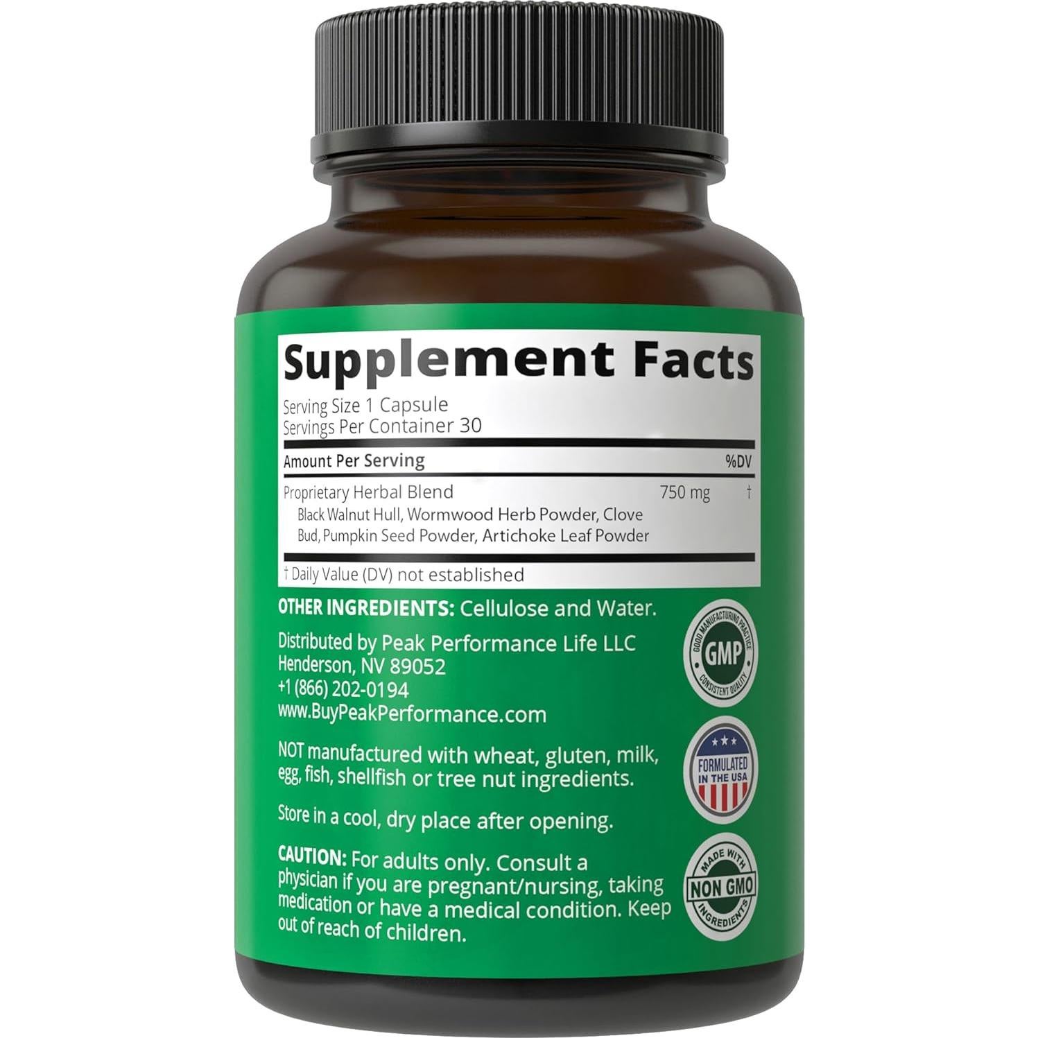 Suplemento de Desintoxicación Peak Performance 60 Cápsulas