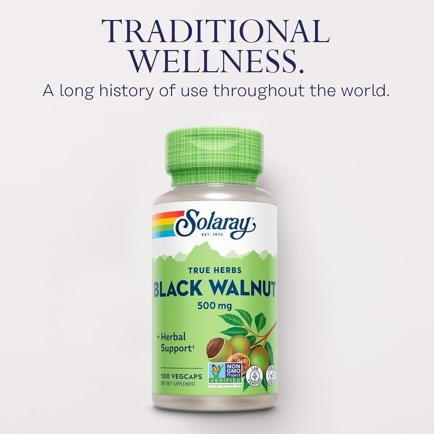 Suplemento Herbal Solaray Nogal Negro 500 mg - Vegano 100 VegCaps