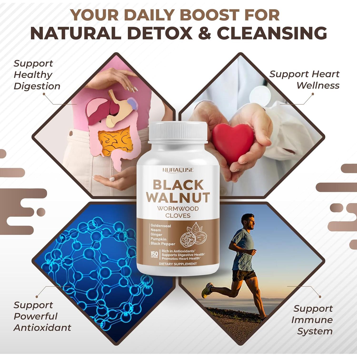 Suplemento Digestivo NuraFuse Nuez Negra 150 Cápsulas