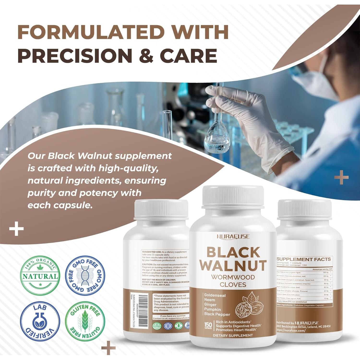 Suplemento Digestivo NuraFuse Nuez Negra 150 Cápsulas