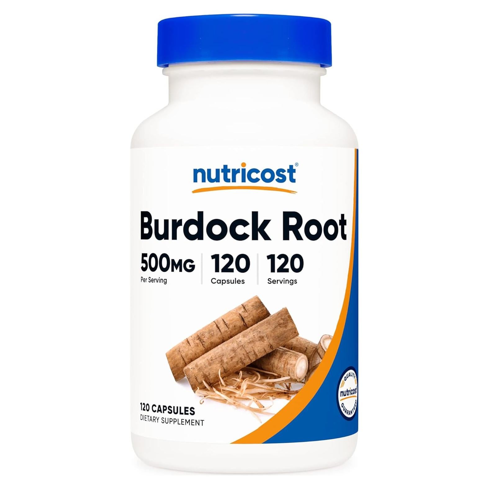Raíz de Bardana Nutricost 500mg 120 Cápsulas Veganas
