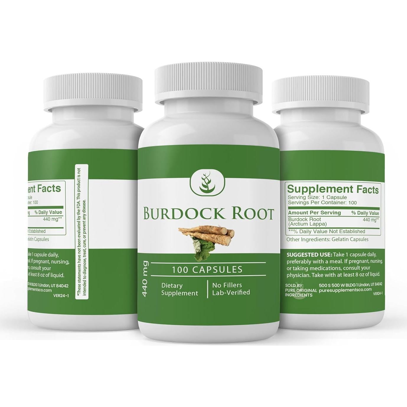 Raíz de Bardana 100 Cápsulas Ingredientes Originales Puros
