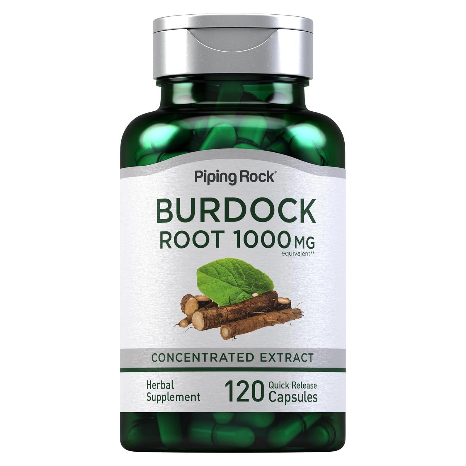 Cápsulas de raíz de bardana Piping Rock 1000mg - 120 unidades