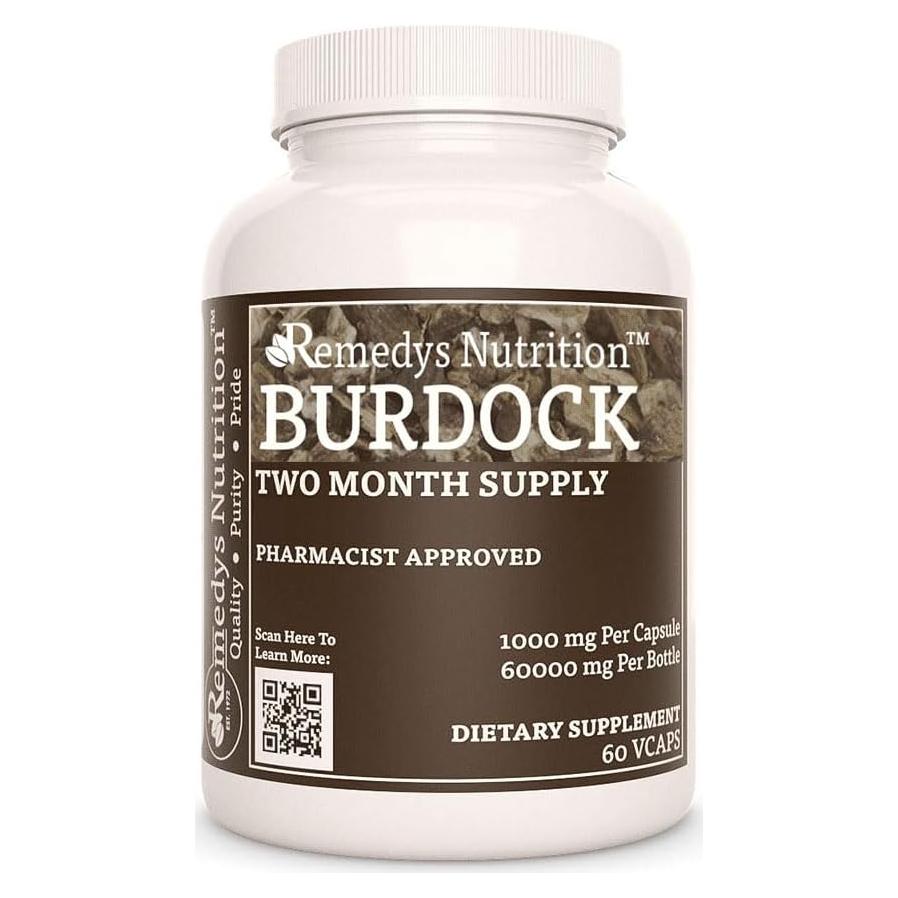 Raíz de Bardana Remedy's Nutrition 1000 mg 60 Cápsulas Veganas