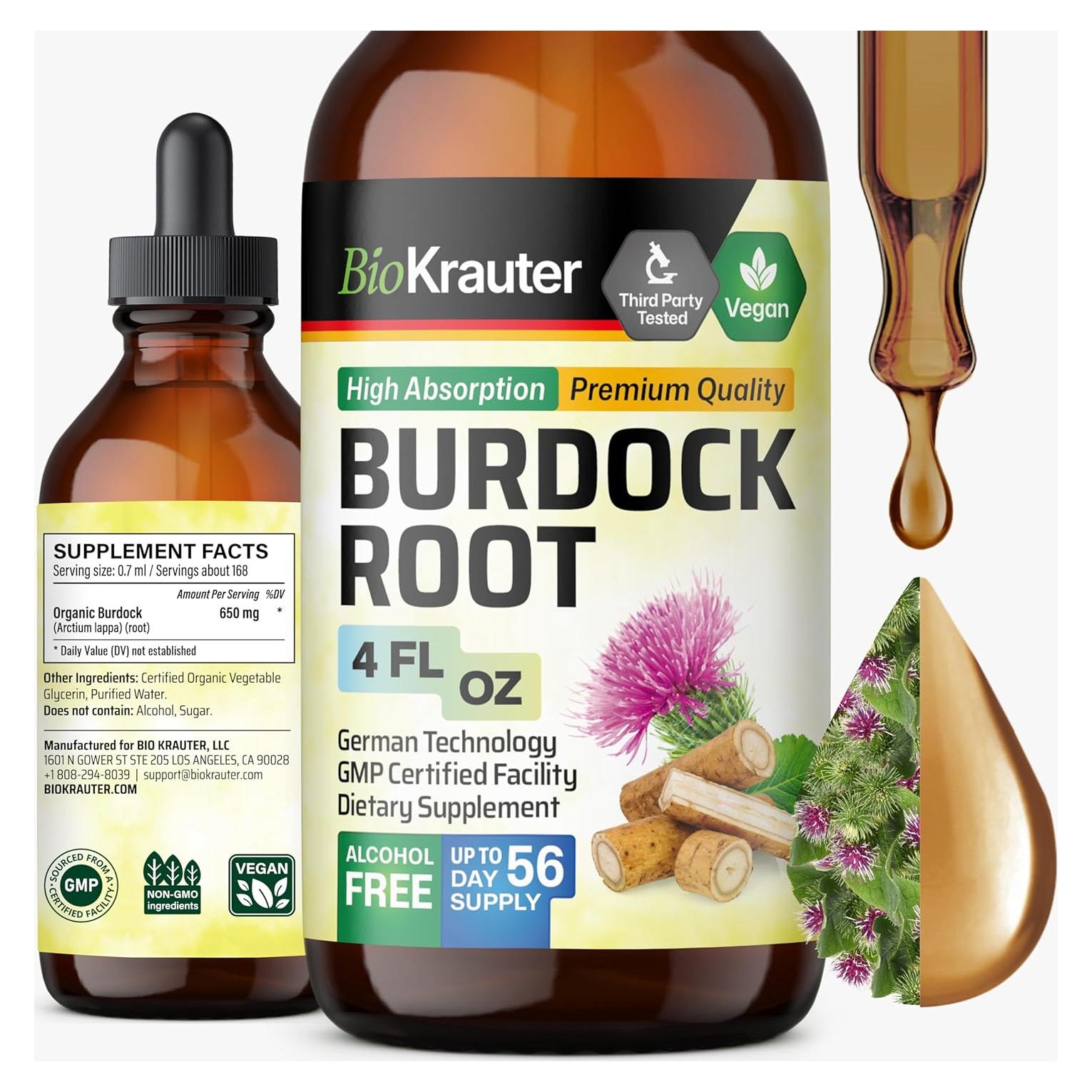 Tinctura de Raíz de Bardana Bio Krauter 118 ml - Vegana y Sin Alcohol