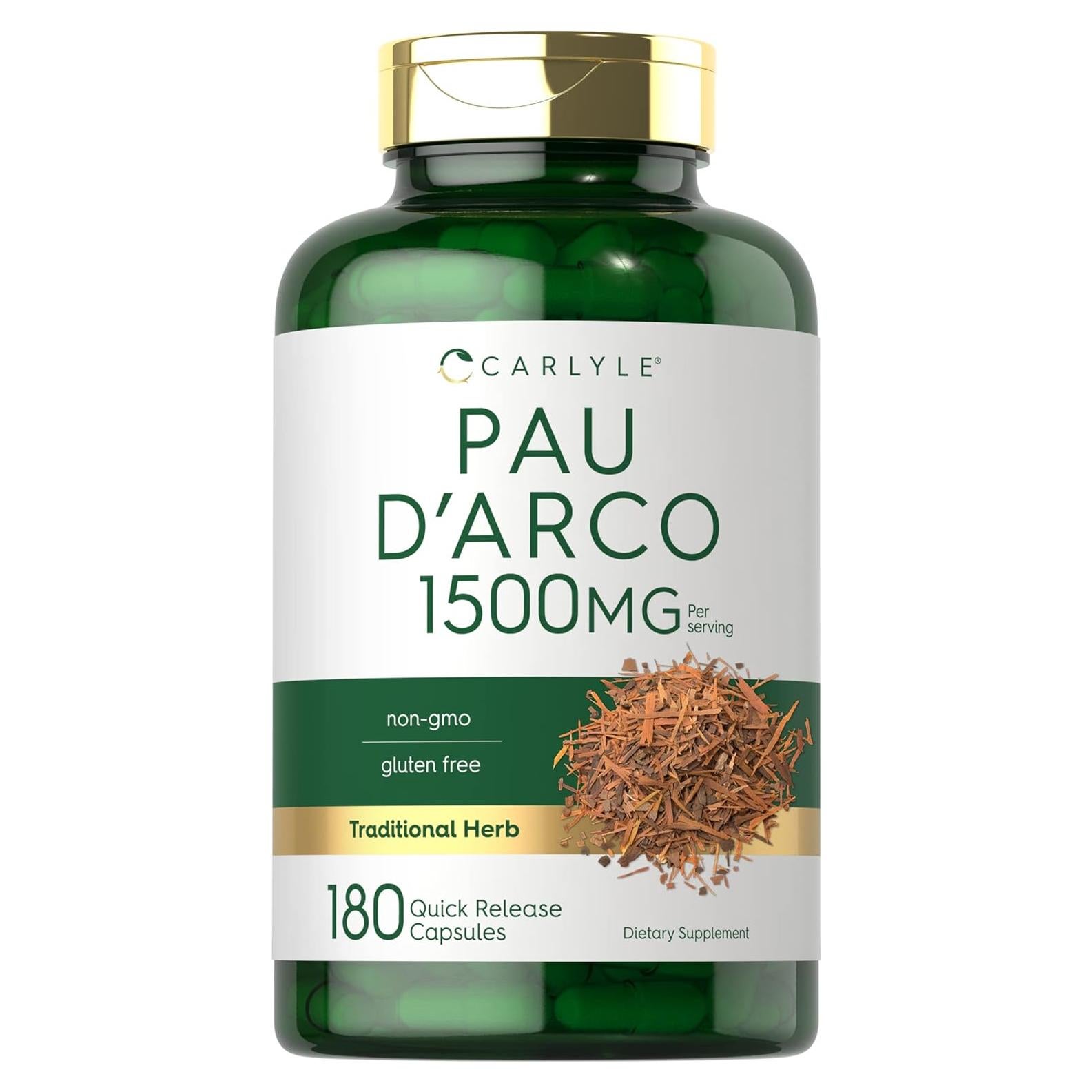 Cápsulas de Pau D'Arco Carlyle 1500mg 180 Unidades Sin OGM
