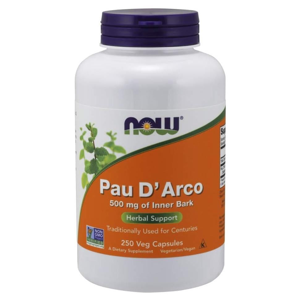 Suplemento Herbal Pau D' Arco Now Foods 500 mg 250 Cápsulas
