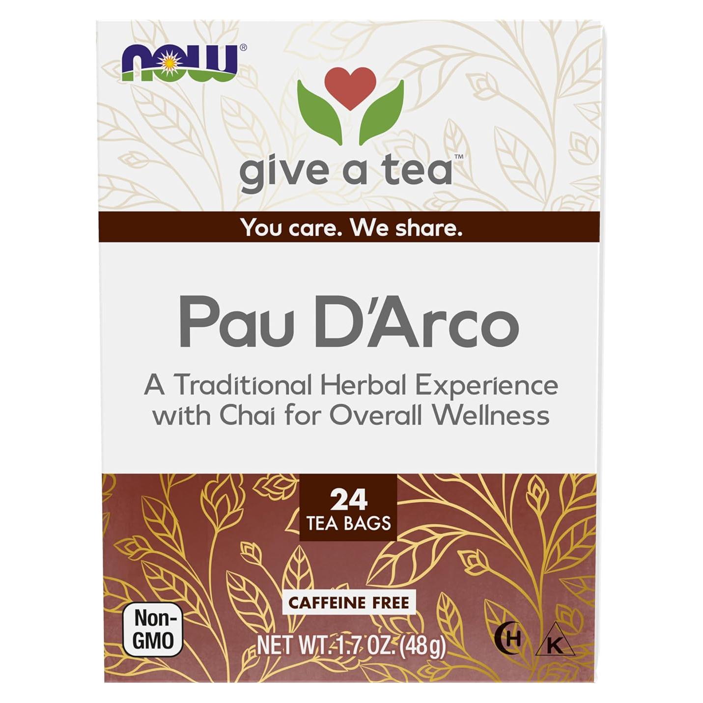 Té Pau D'Arco NOW Foods 24 Bolsitas Sin Cafeína 48g
