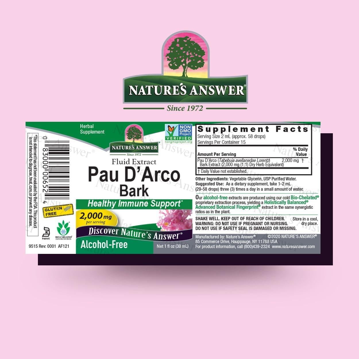 Extracto Líquido de Pau D'Arco Nature's Answer 2000 mg 2 Unidades
