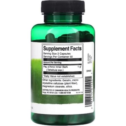 Cápsulas de Pau d'Arco Swanson 500 mg 100 Unidades