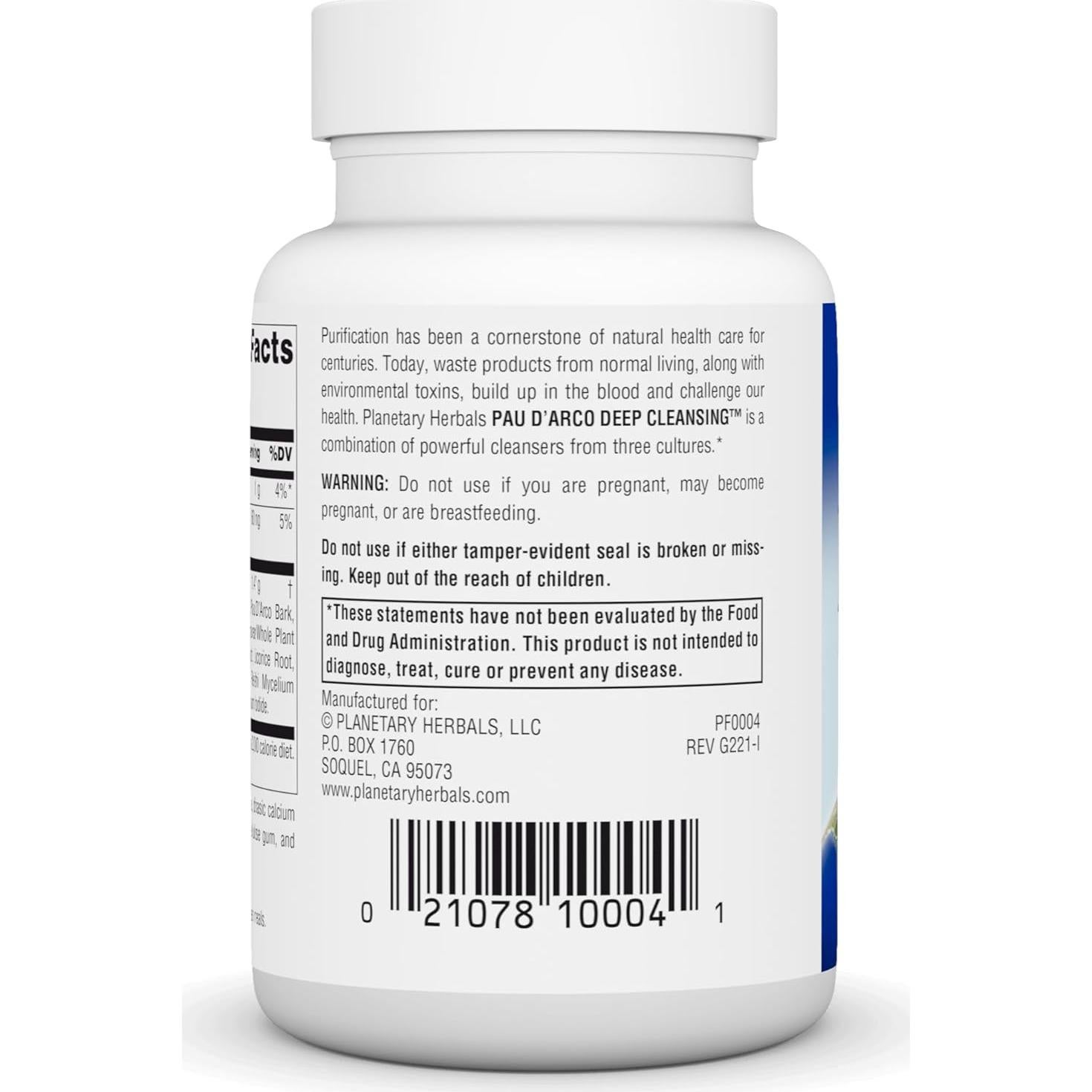 Suplemento Herbal Planetary Herbals Pau D'Arco 735 mg - 72 Tabletas