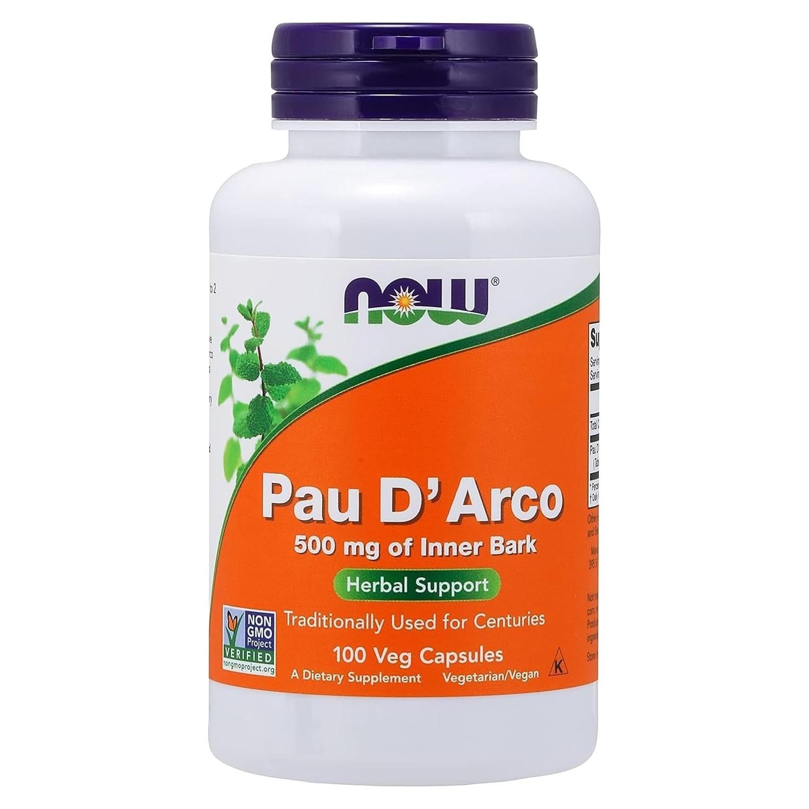 Suplemento Pau D'Arco 500mg Now Foods 100 Cápsulas