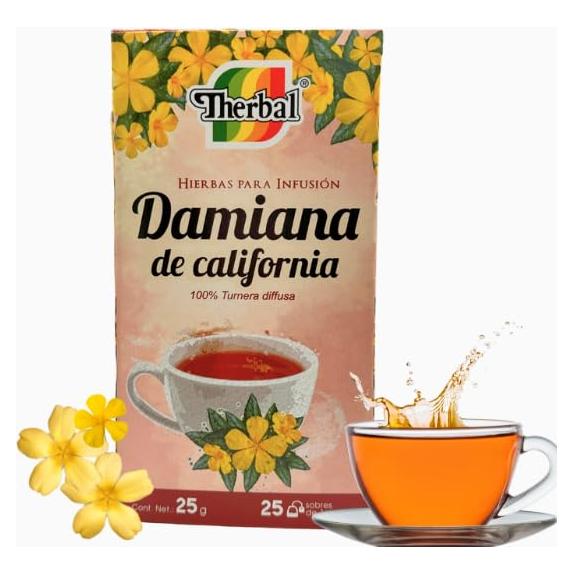 Té Herbal Damiana Therbal - 25 Bolsitas Sin Cafeína