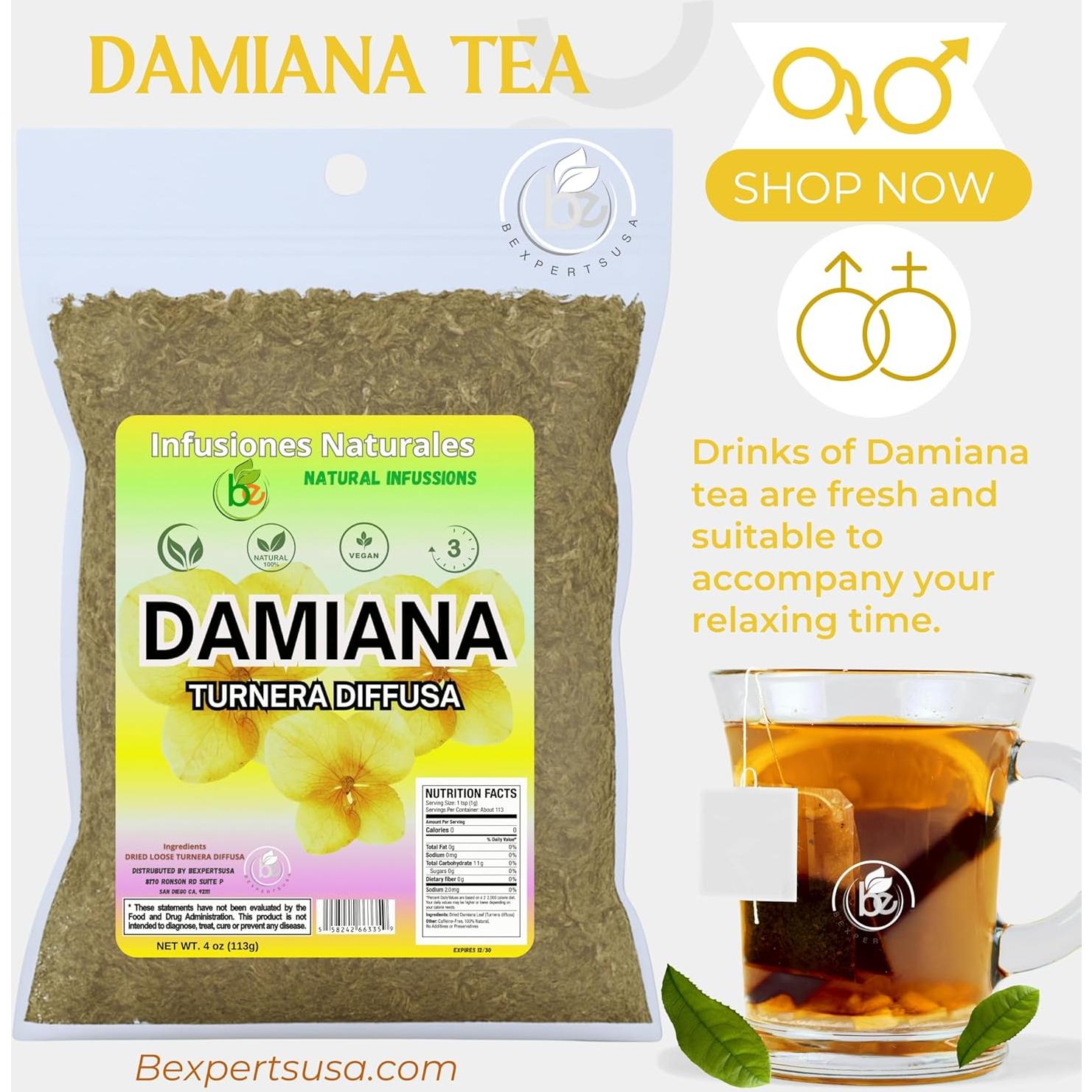 Té de Hoja de Damiana Bexperts 113.4 g - 100% Natural