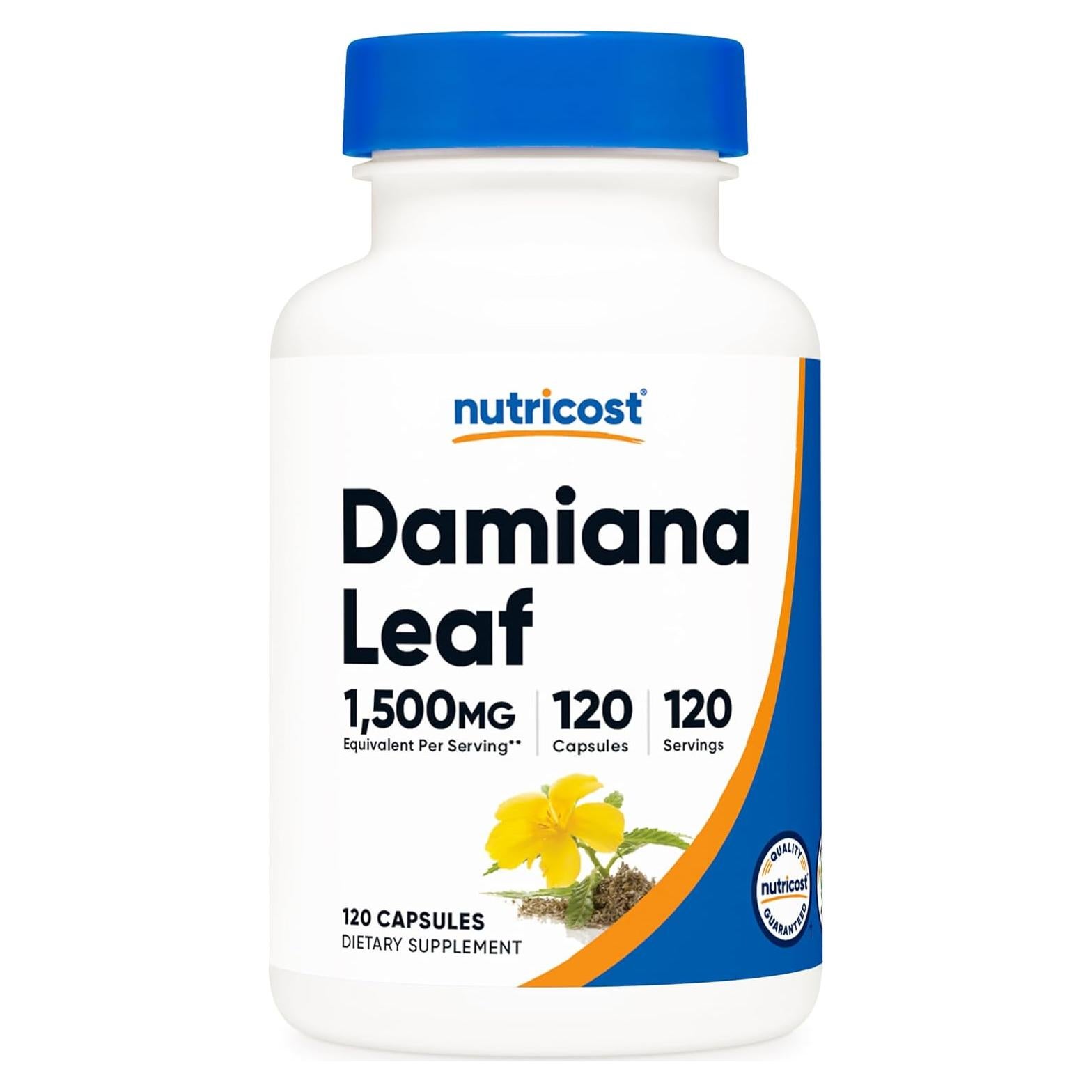 Cápsulas de Hoja de Damiana Nutricost 1500 mg - 120 Unidades Veganas