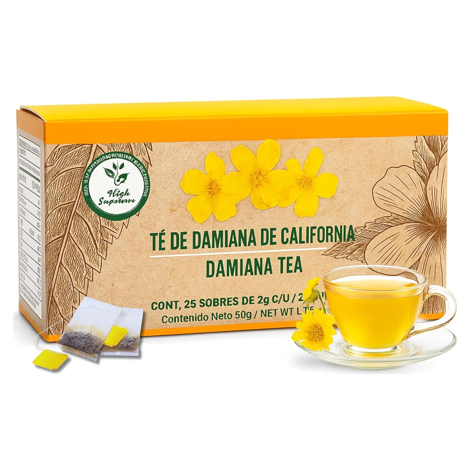 Té de Damiana 100% Natural - 25 Bolsitas Sin Cafeína - Hecho en México