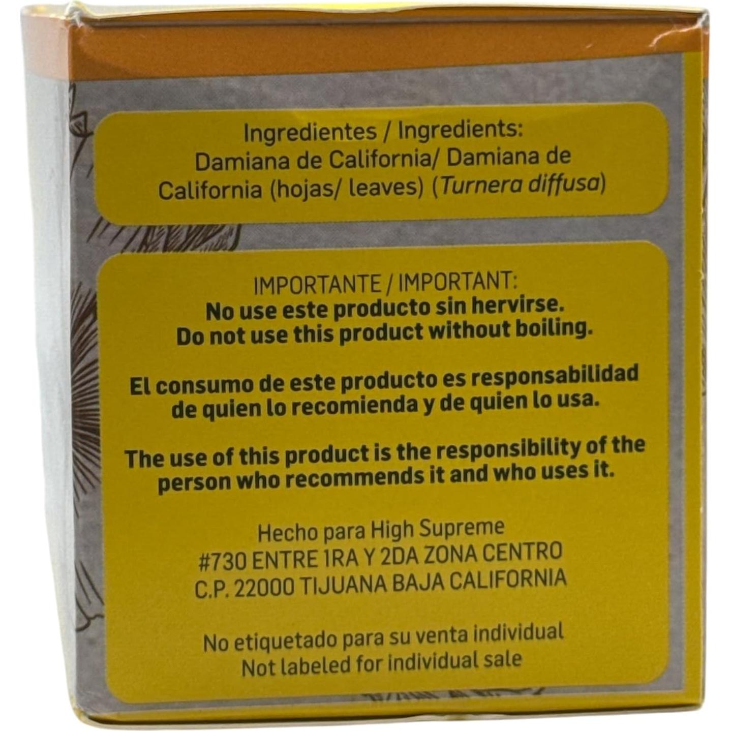 Té de Damiana 100% Natural - 25 Bolsitas Sin Cafeína - Hecho en México