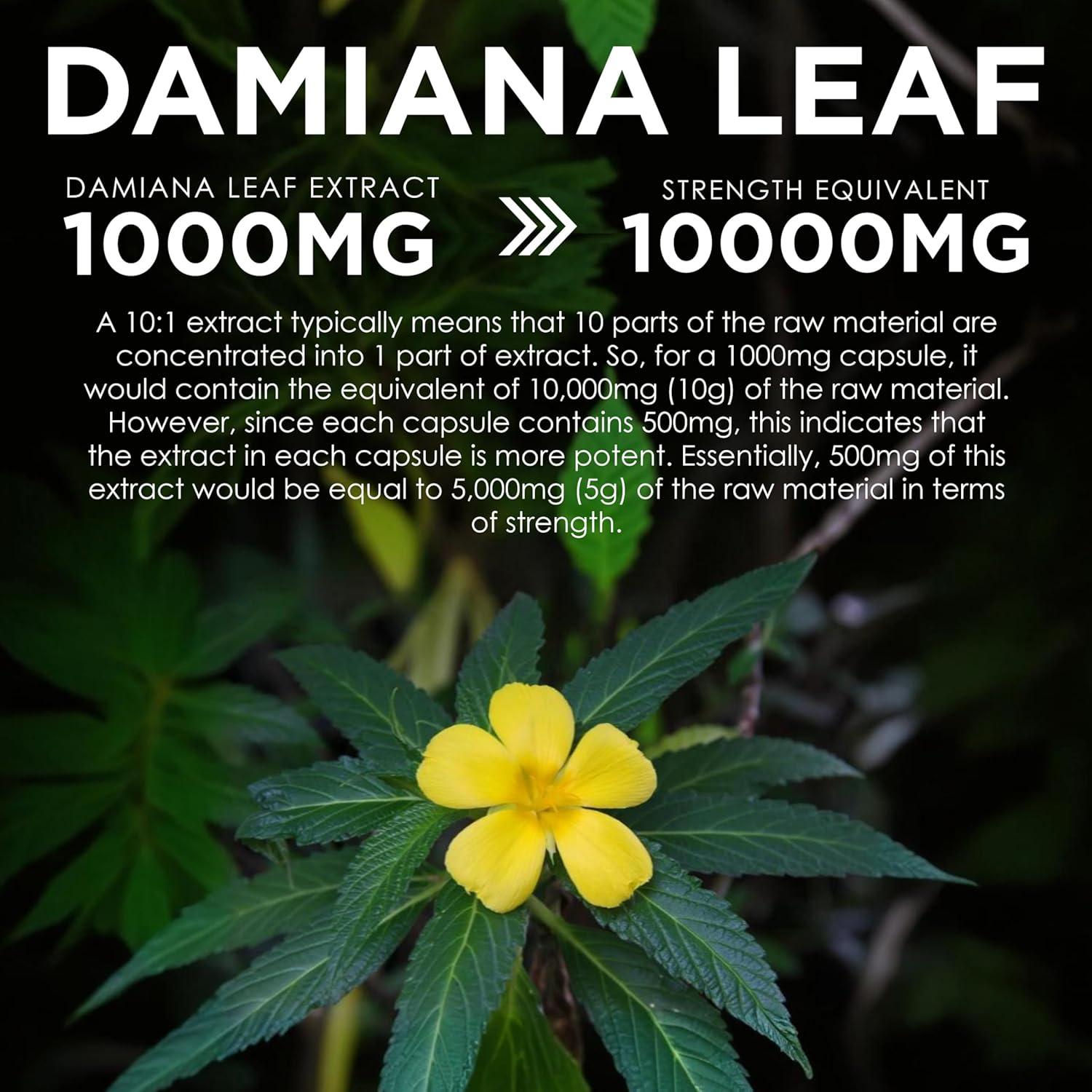 Extracto de Hoja de Damiana 1000mg - 120 Cápsulas EBO