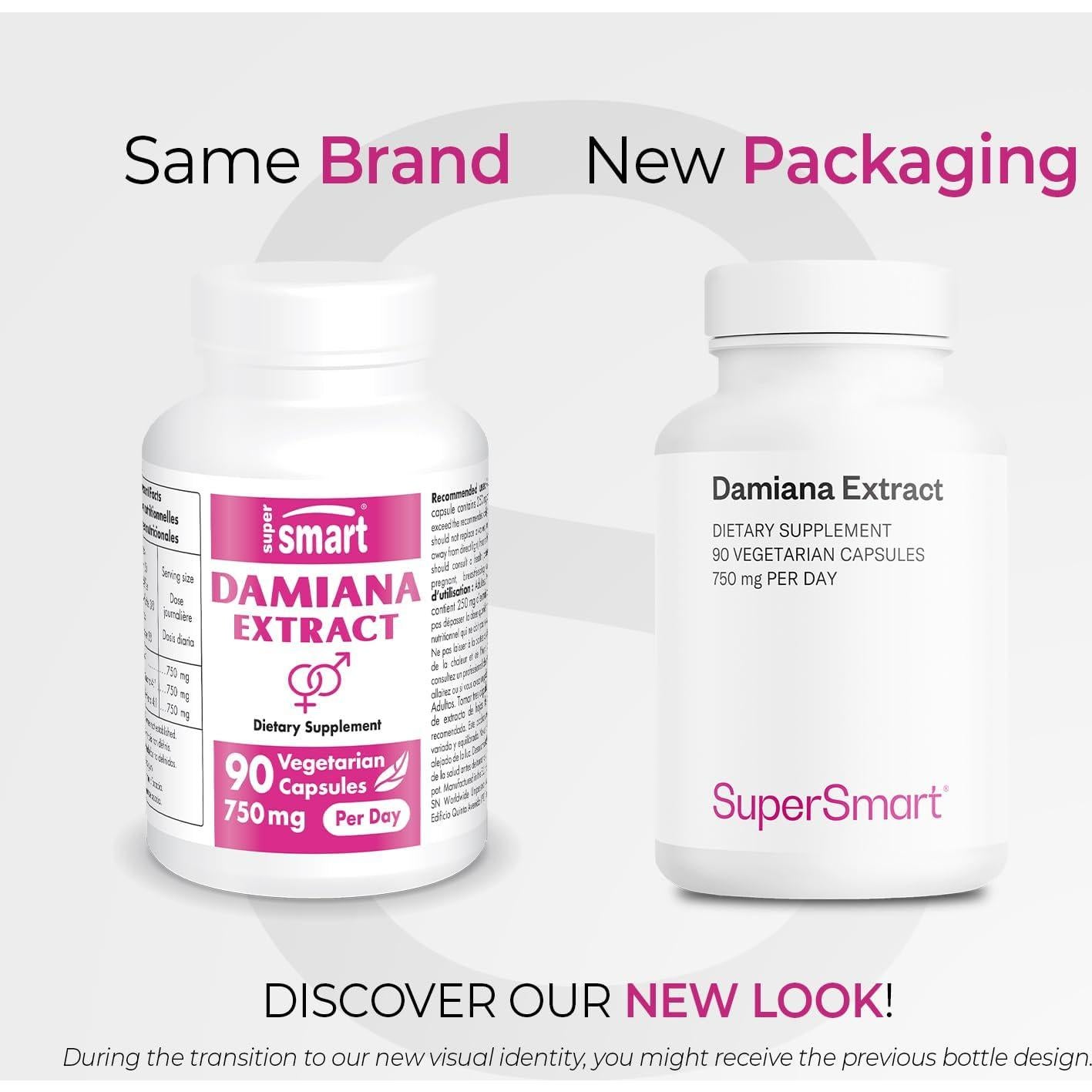 Suplemento de Damiana 750mg SuperSmart - 90 Cápsulas Veganas