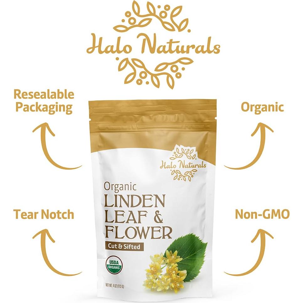 Hoja y Flor de Tilo Orgánico Halo Naturals 113g Certificado USDA