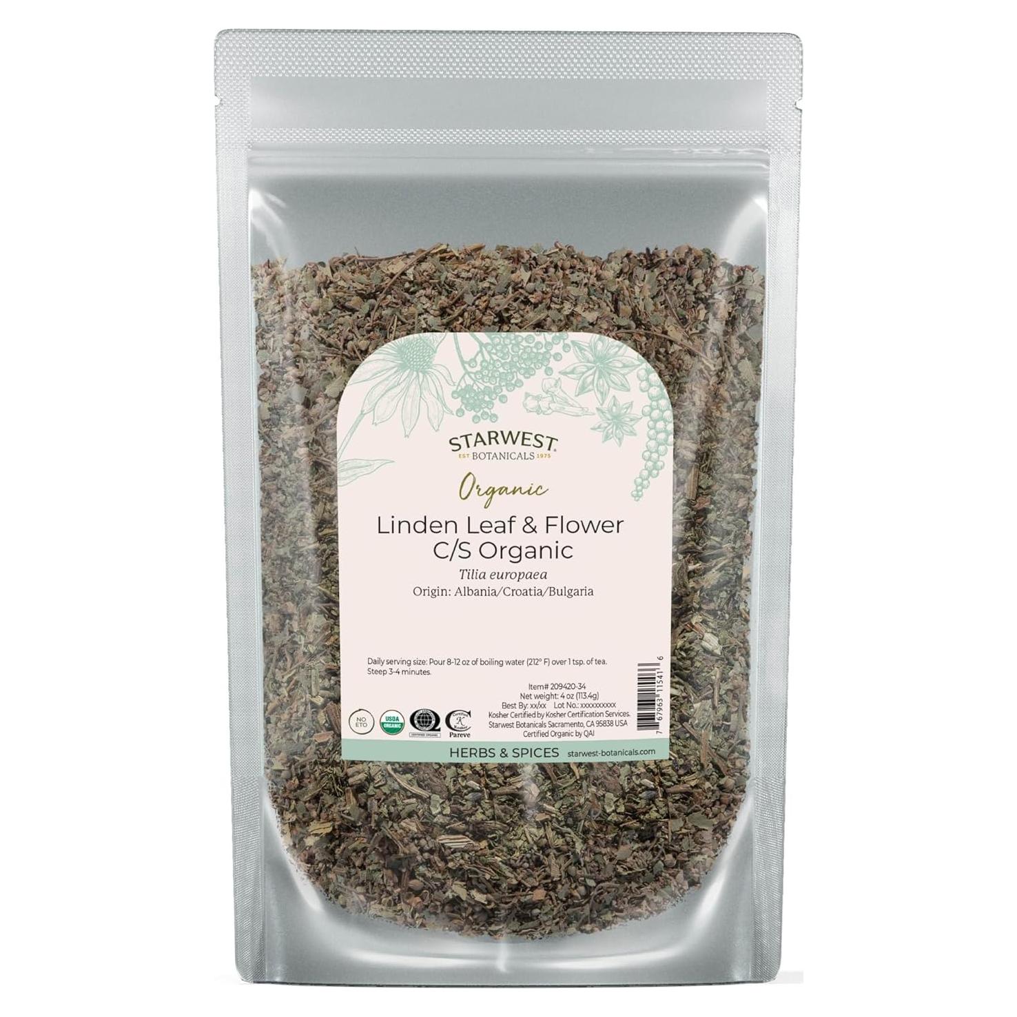 Hojas y Flores de Tilo Orgánico Starwest Botanicals 113 g