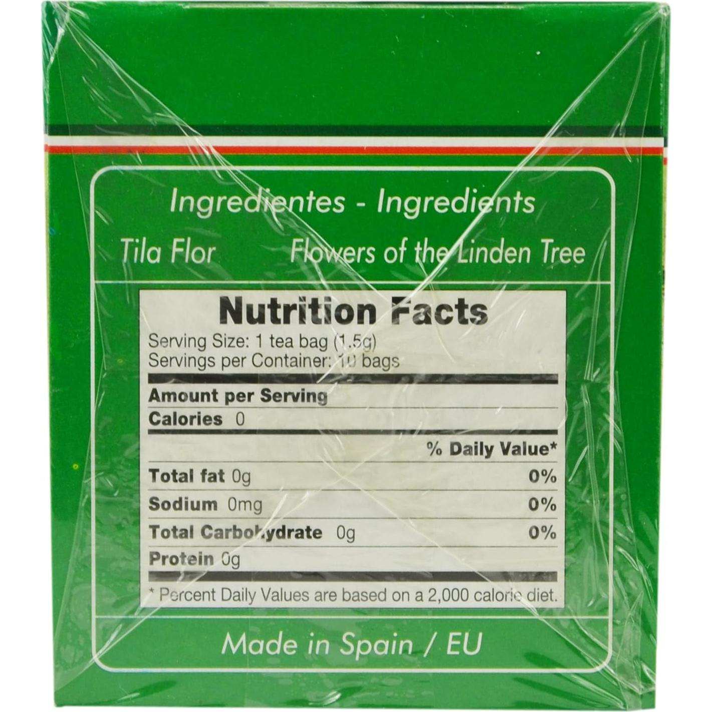 Té de Flor de Tilo Manasul 10 Bolsas Sin Cafeína