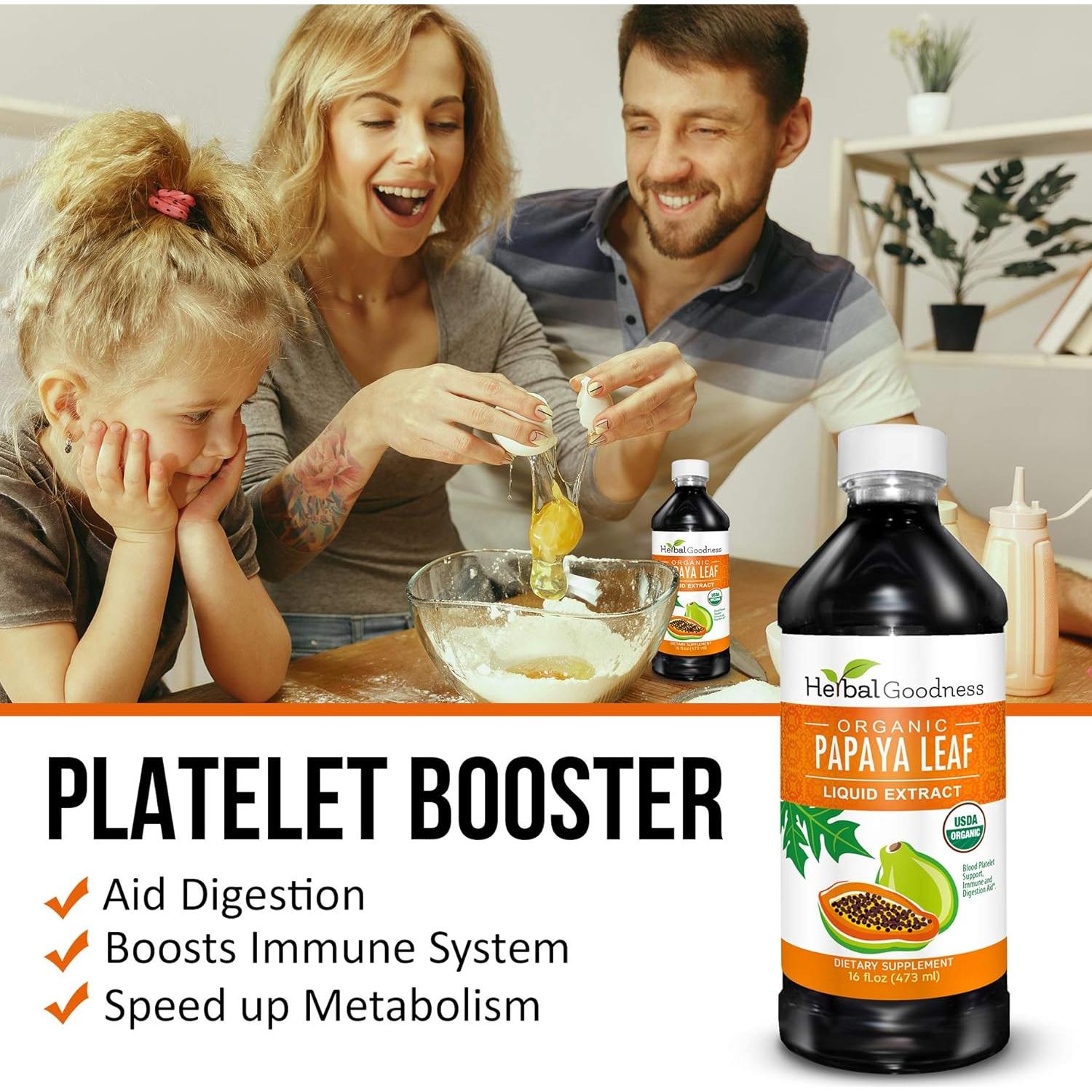 Extracto Líquido de Hoja de Papaya Herbal Goodness 473 ml - Aumento de Plaquetas