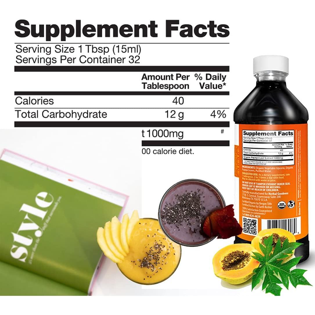 Extracto Líquido de Hoja de Papaya Herbal Goodness 473 ml - Aumento de Plaquetas