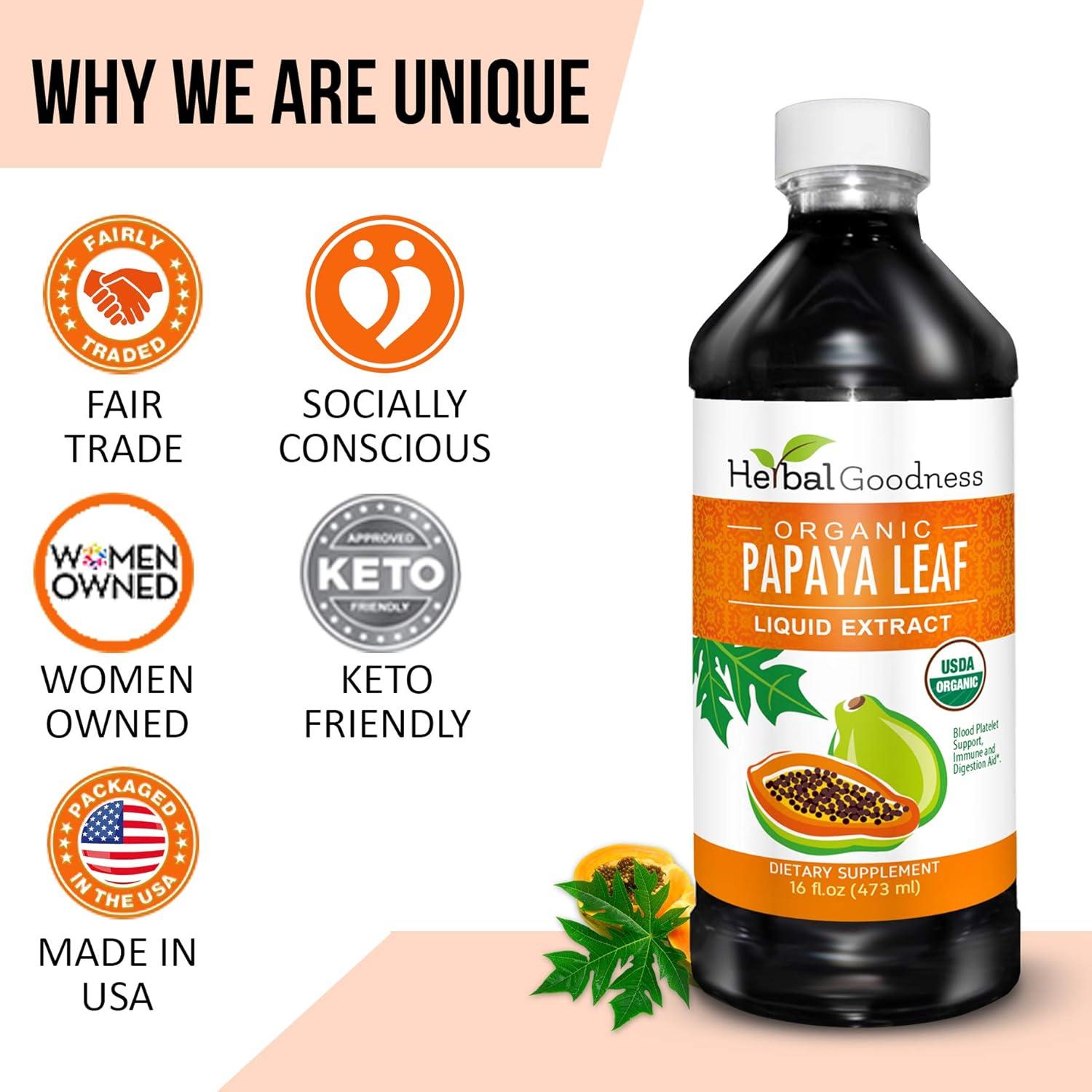 Extracto Líquido de Hoja de Papaya Herbal Goodness 473 ml - Aumento de Plaquetas