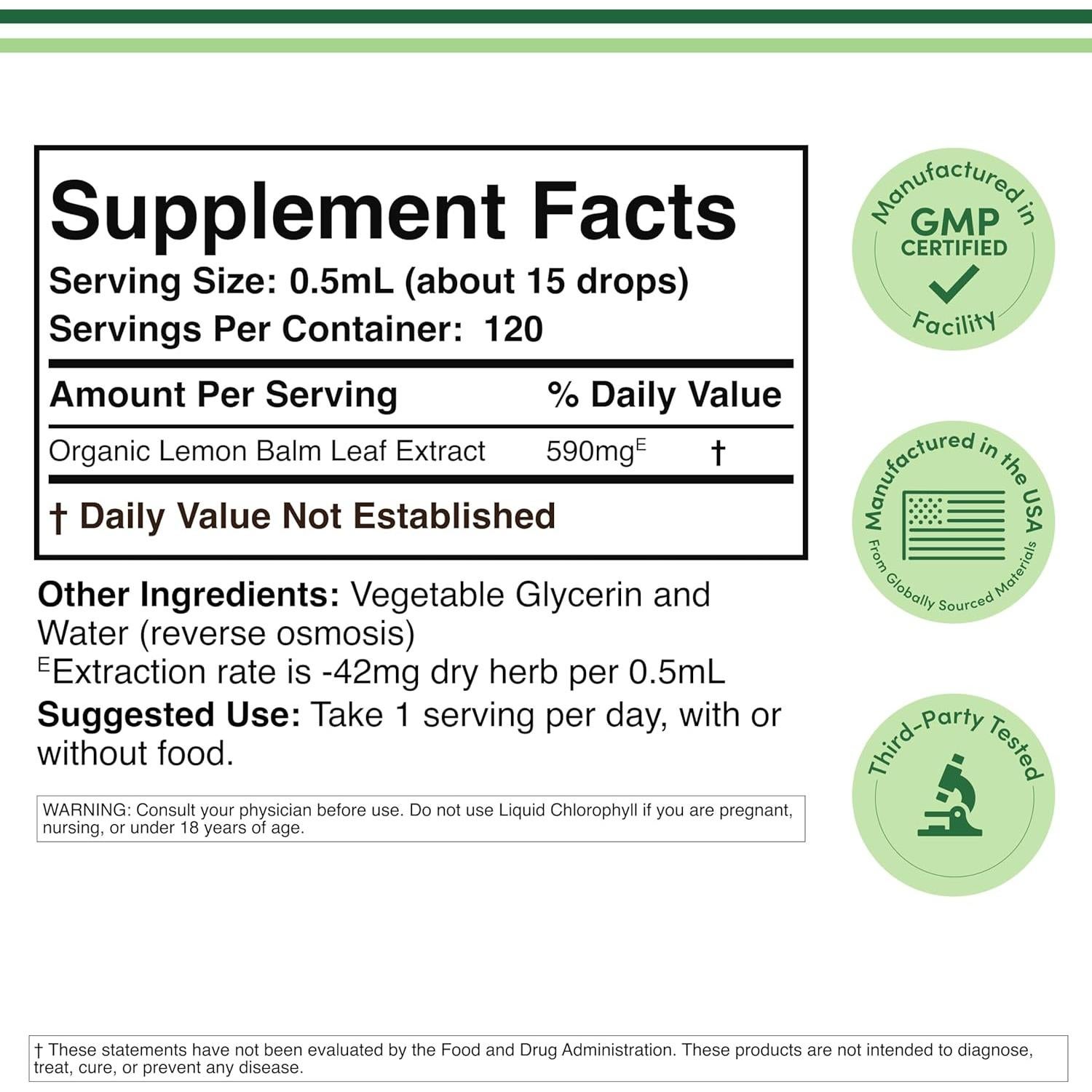 Tintura de Bálamo Limón Orgánico Double Wood 590mg 59ml