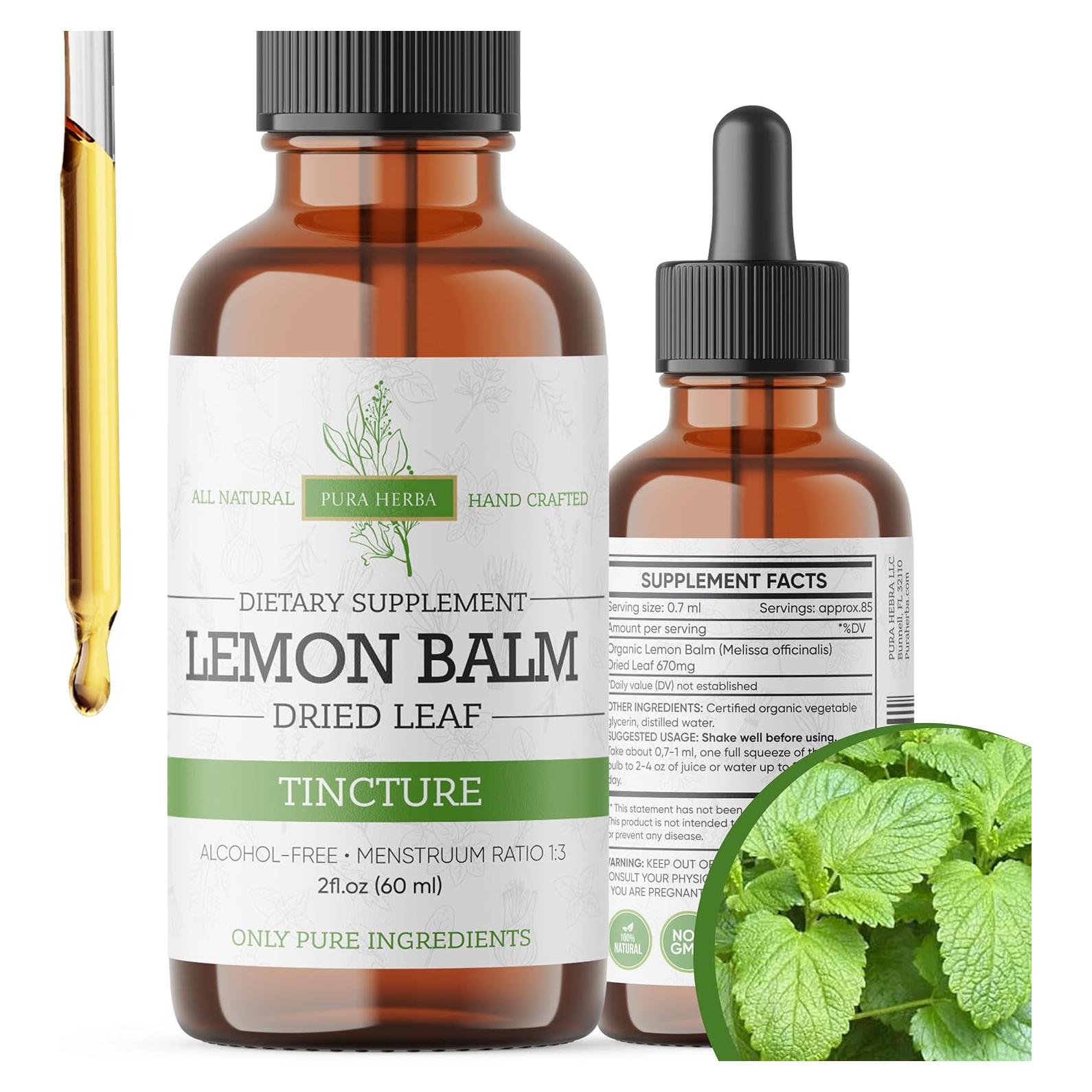 Extracto Líquido de Melisa Orgánica Pura Herba 59.15 ml - Sin Alcohol, Vegano, Apoya la Relajación