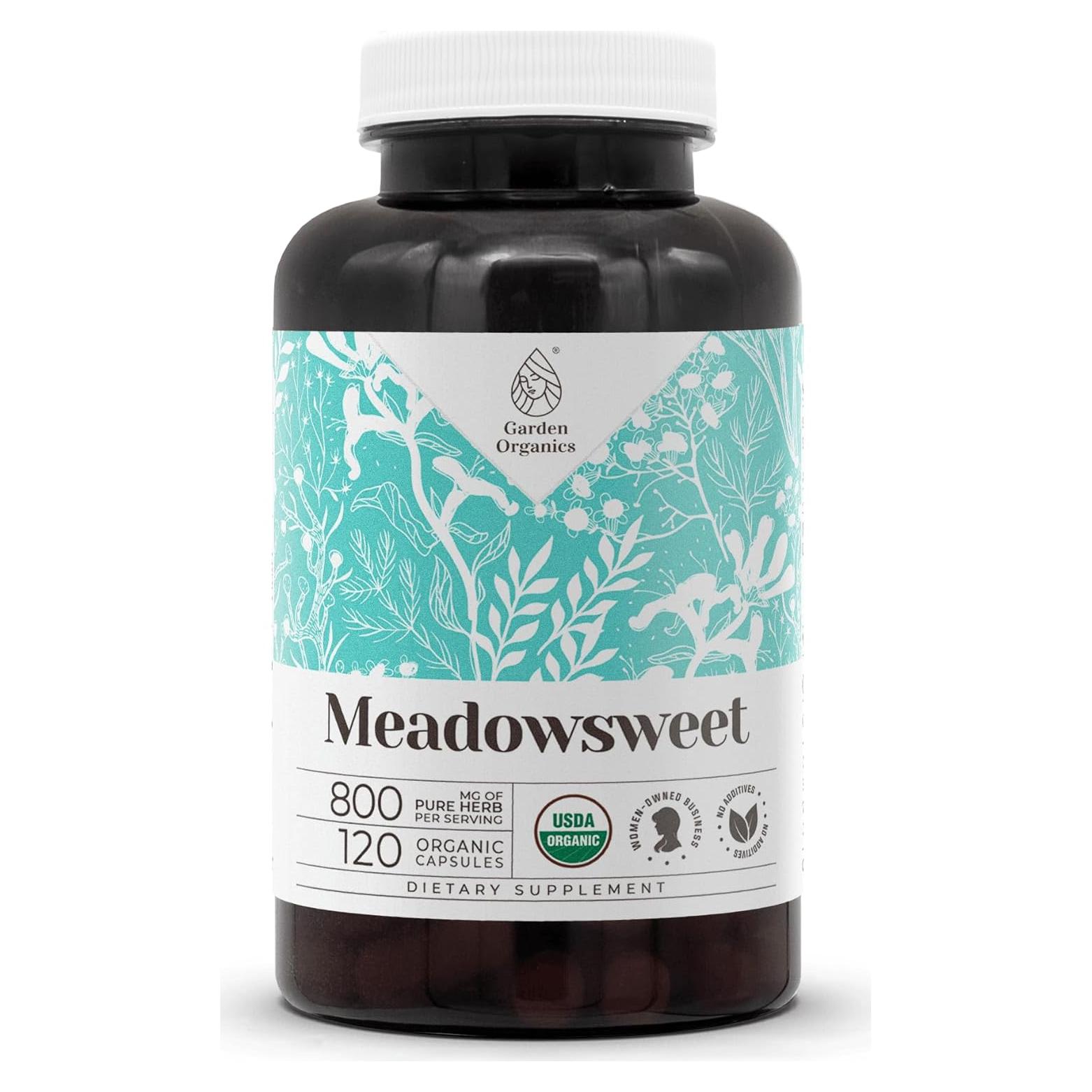 Cápsulas de Meadowsweet Garden Organics 120 unidades - Suplemento Herbal