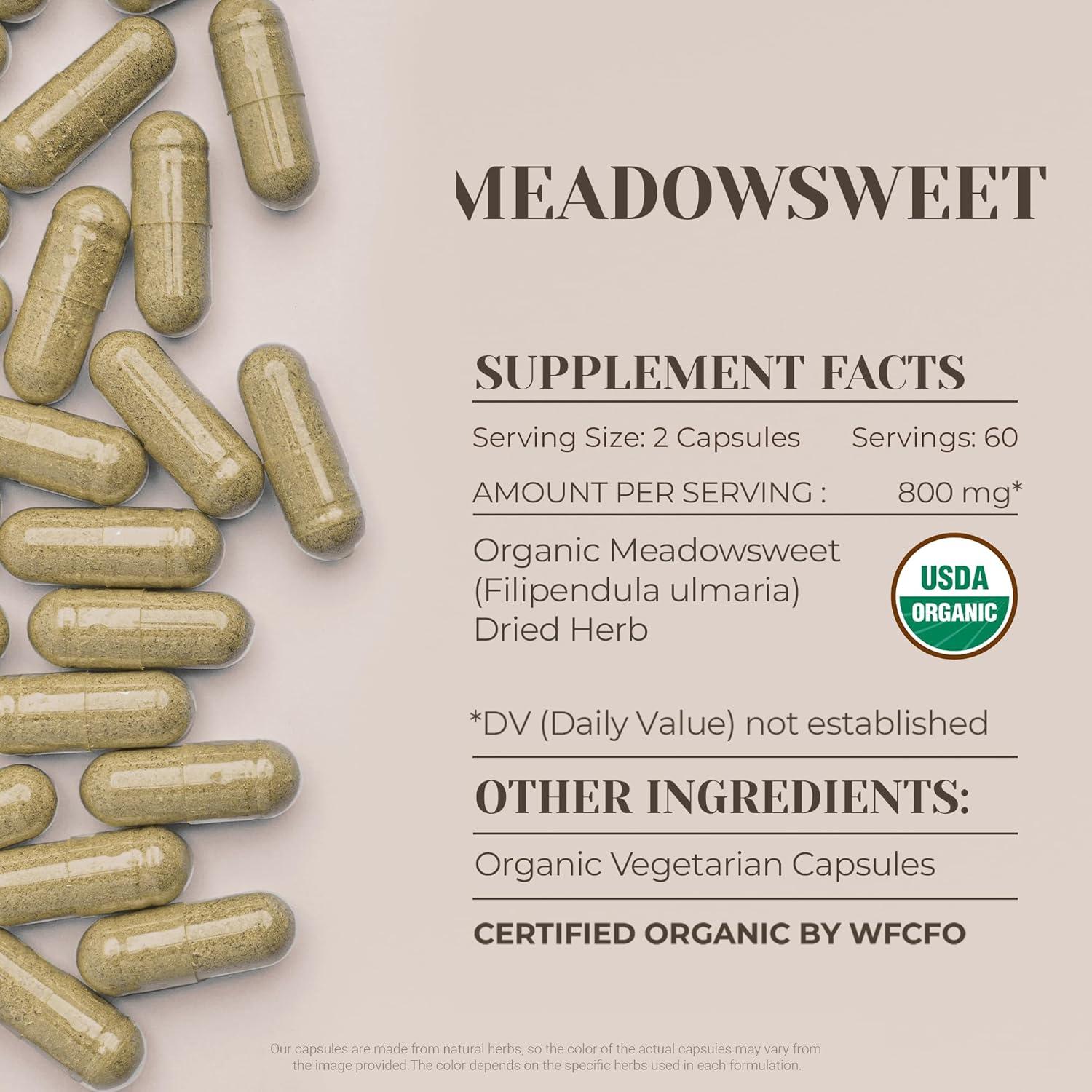Cápsulas de Meadowsweet Garden Organics 120 unidades - Suplemento Herbal