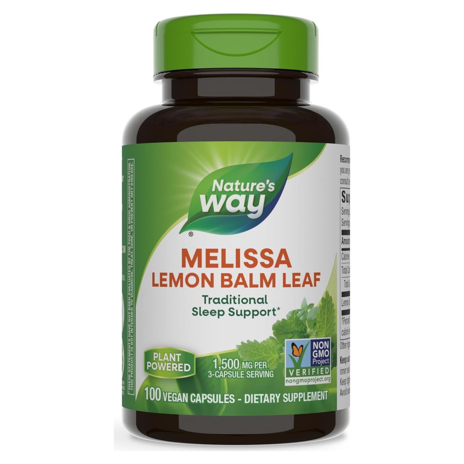 Melisa Nature's Way 1500 mg 100 Cápsulas Veganas para Sueño