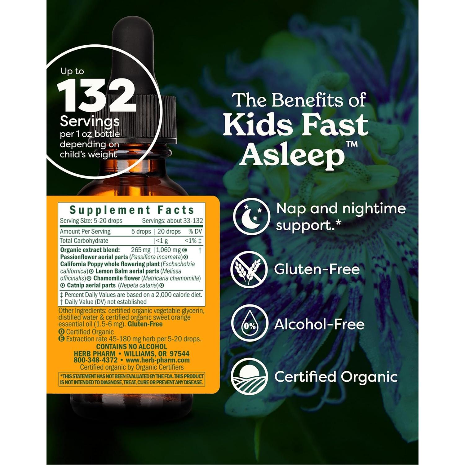 Apoyo Herbal para Dormir Niños Herb Pharm 30 ml Vegano