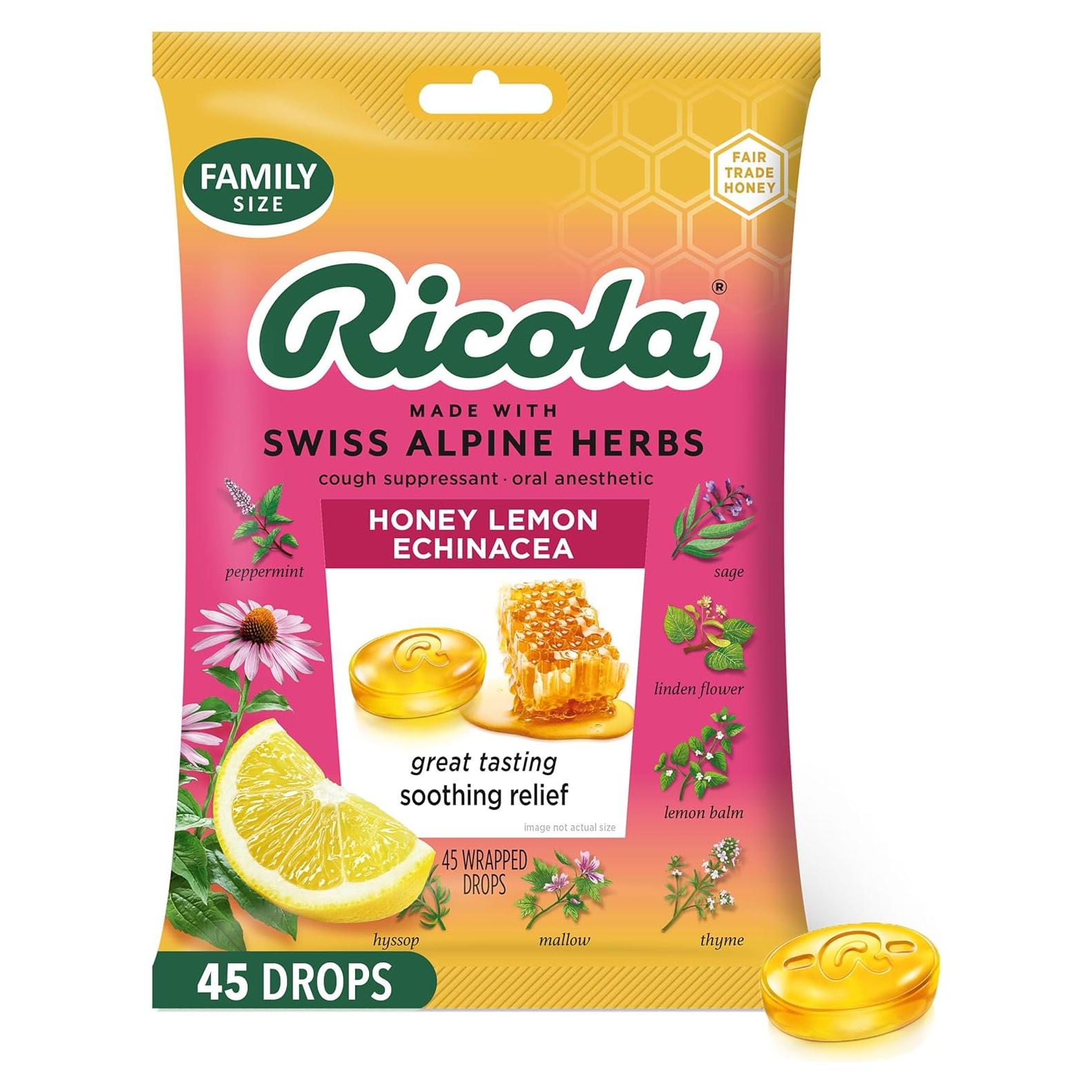 Caramelos para la Tos Ricola Miel Limón con Echinacea 45 Unidades