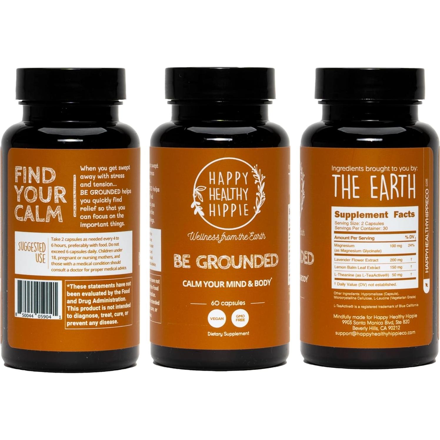 Suplemento Herbal Be Grounded Happy Healthy Hippie 60 Cápsulas