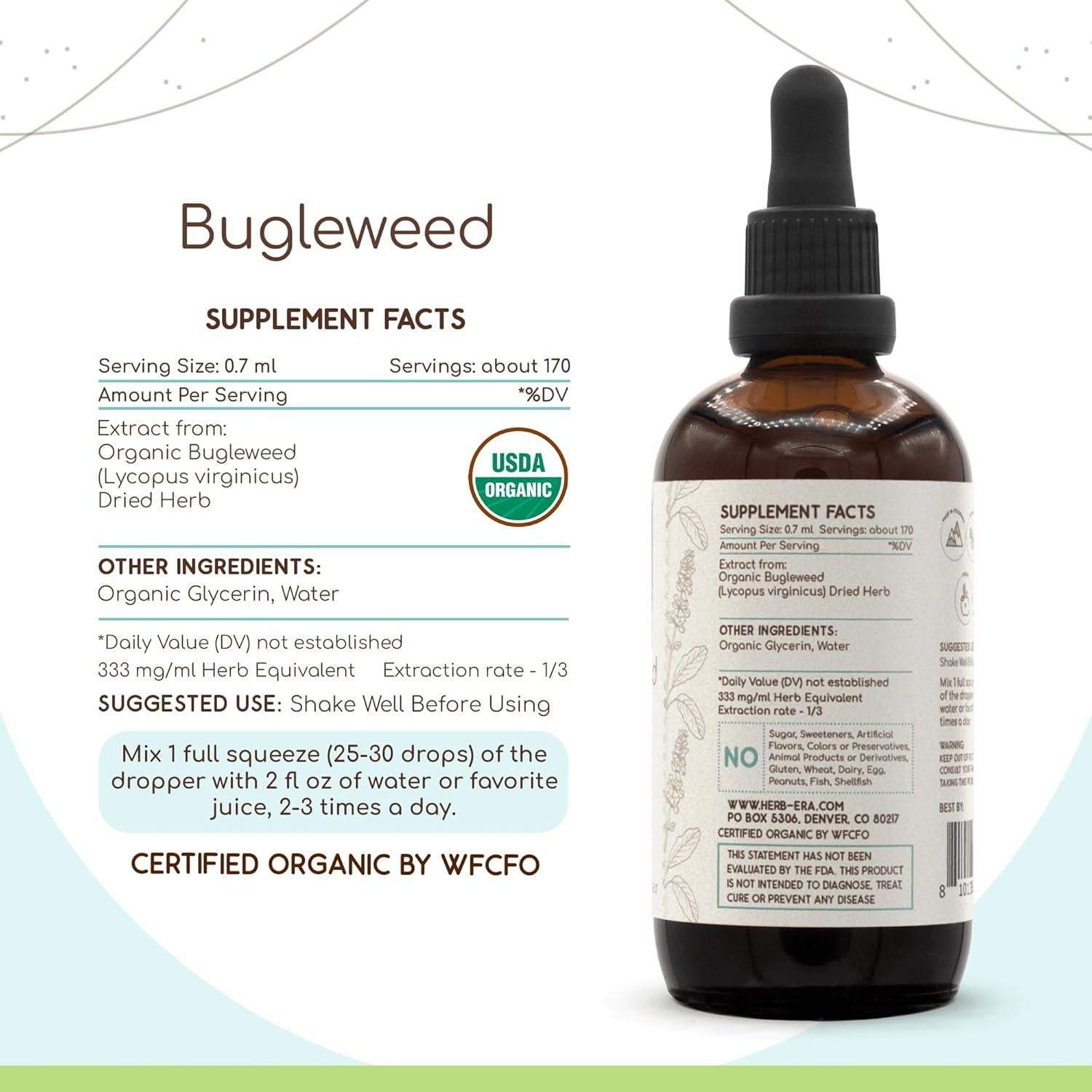 Tintura Orgánica de Bugleweed HerbEra 118.29 ml Sin Alcohol