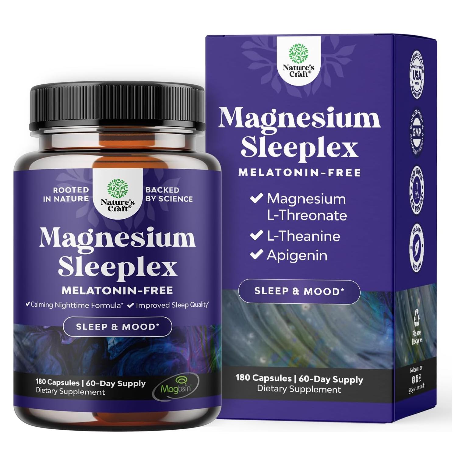 Suplemento de Magnesio L-Treonato Natures Craft 180 Cápsulas