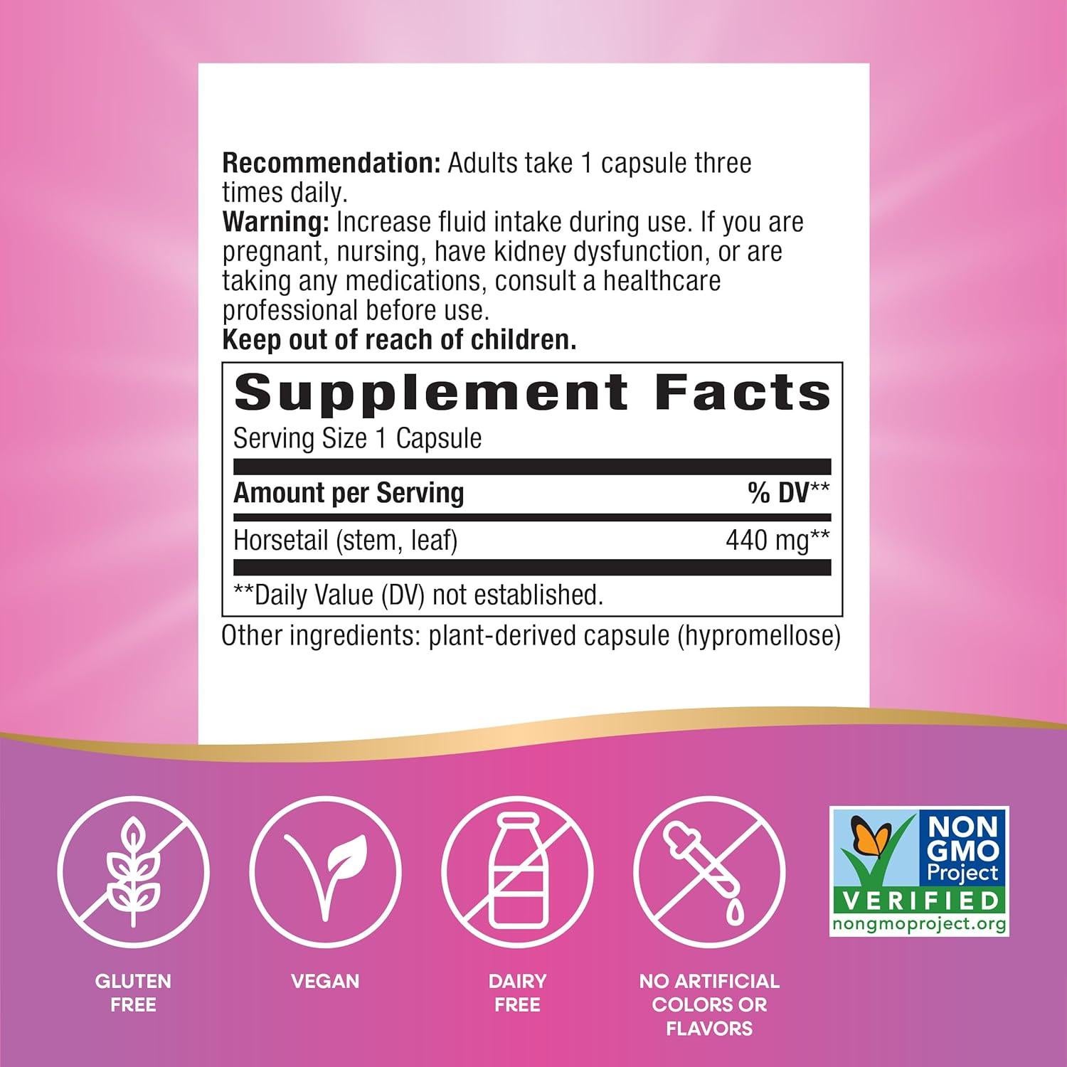 Hierba de Cola de Caballo Nature's Way 440 mg 100 Cápsulas Veganas