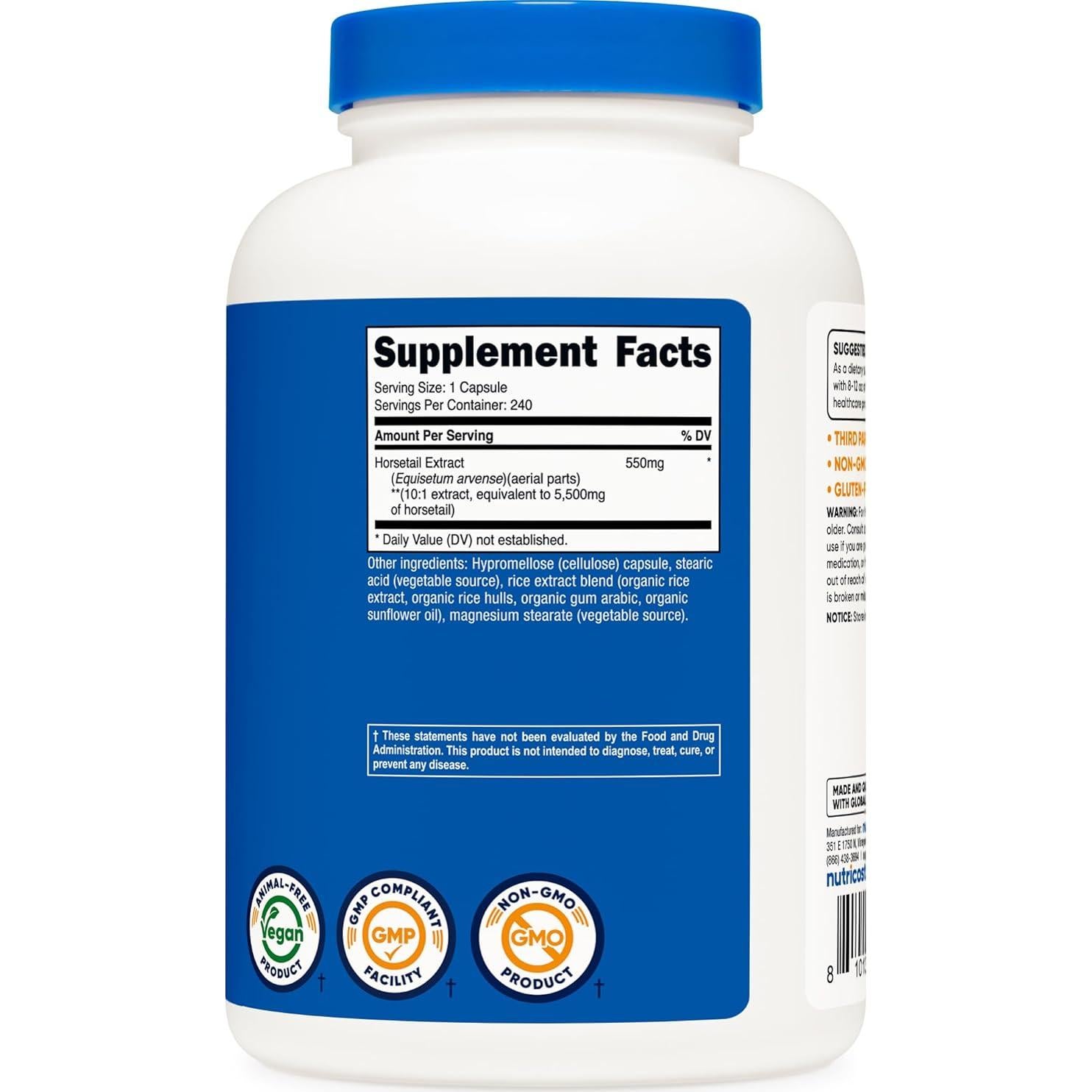 Cápsulas de Extracto de Cola de Caballo Nutricost 5500mg 240u