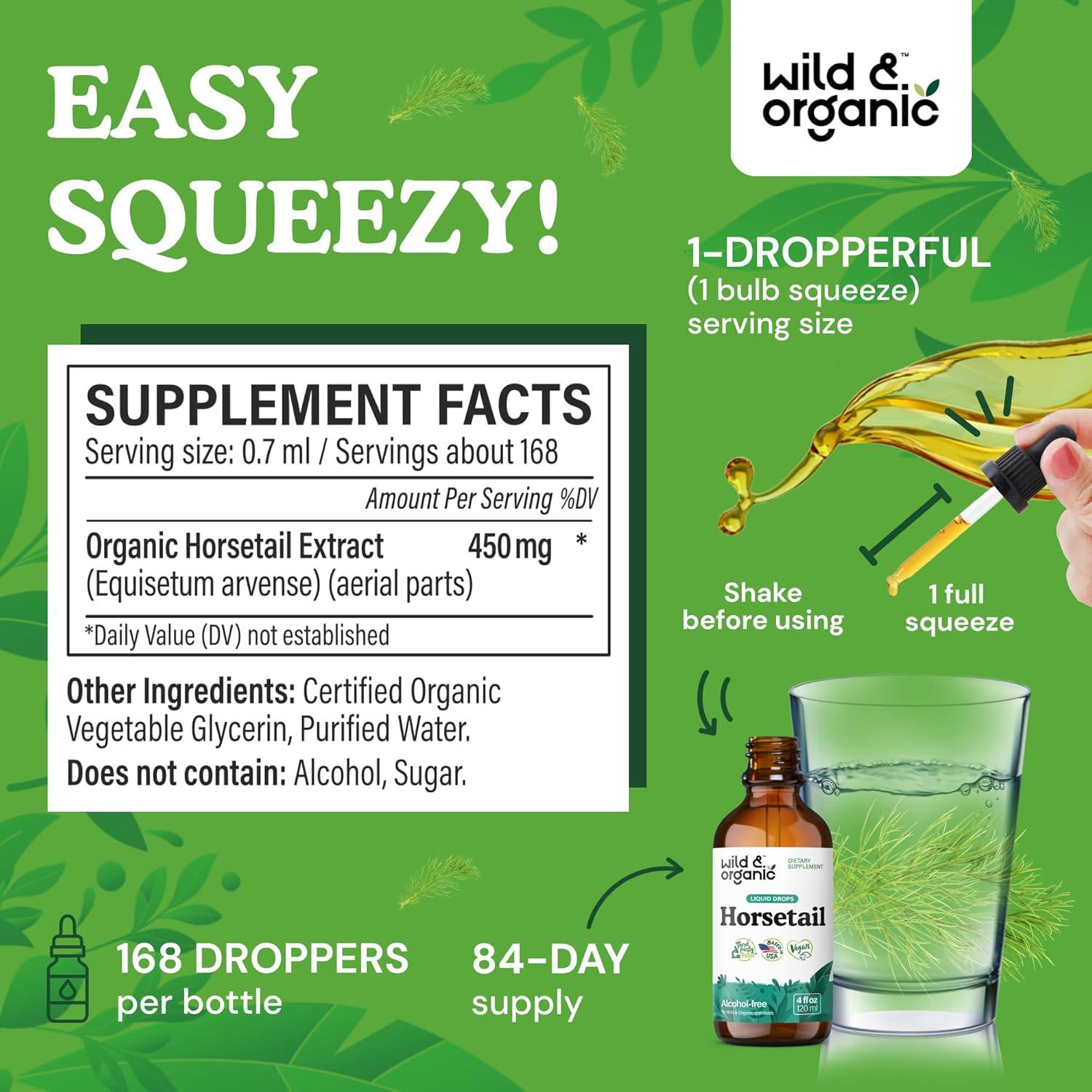 Extracto de Cola de Caballo Wild & Organic 118 ml - Suplemento Vegano