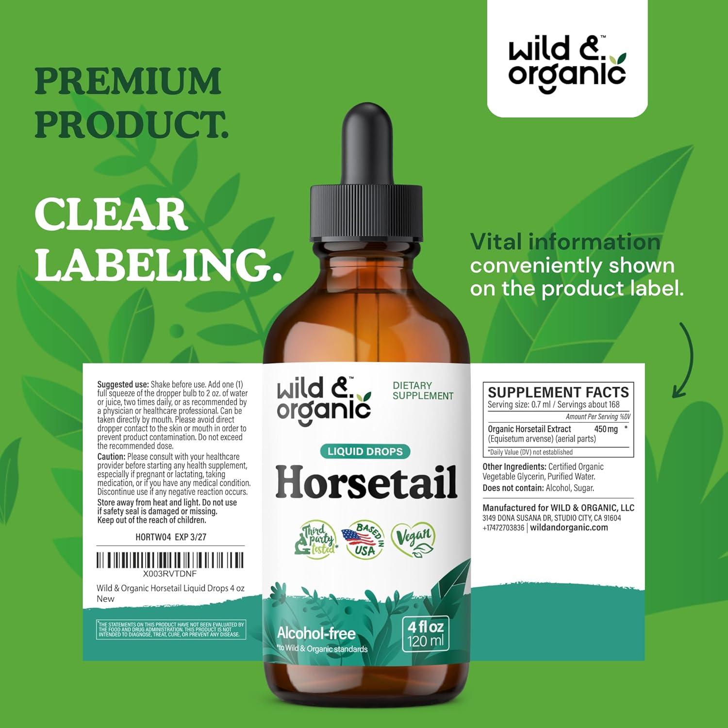 Extracto de Cola de Caballo Wild & Organic 118 ml - Suplemento Vegano