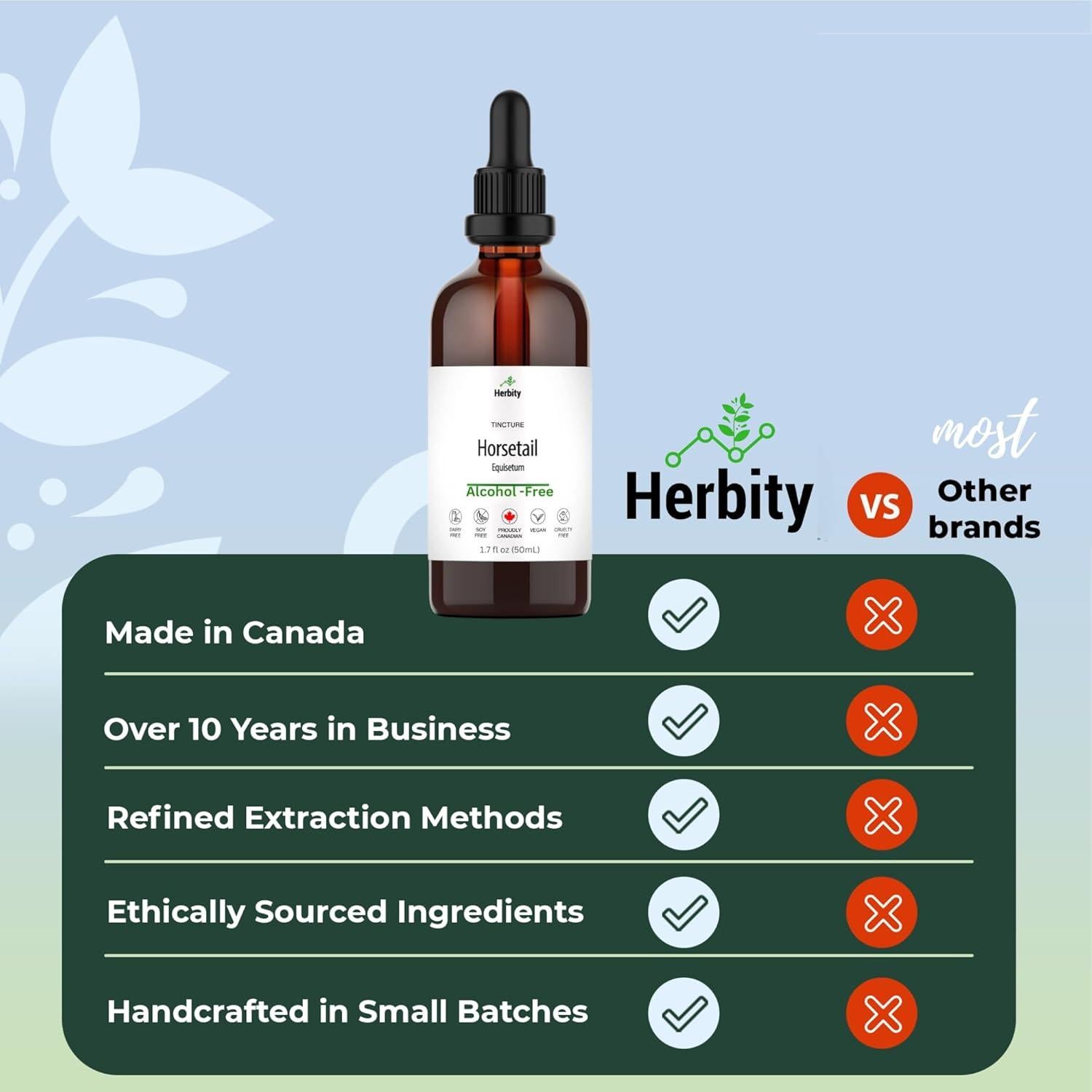 Tintura de Cola de Caballo Herbity 50 mL - Suplemento Vegano