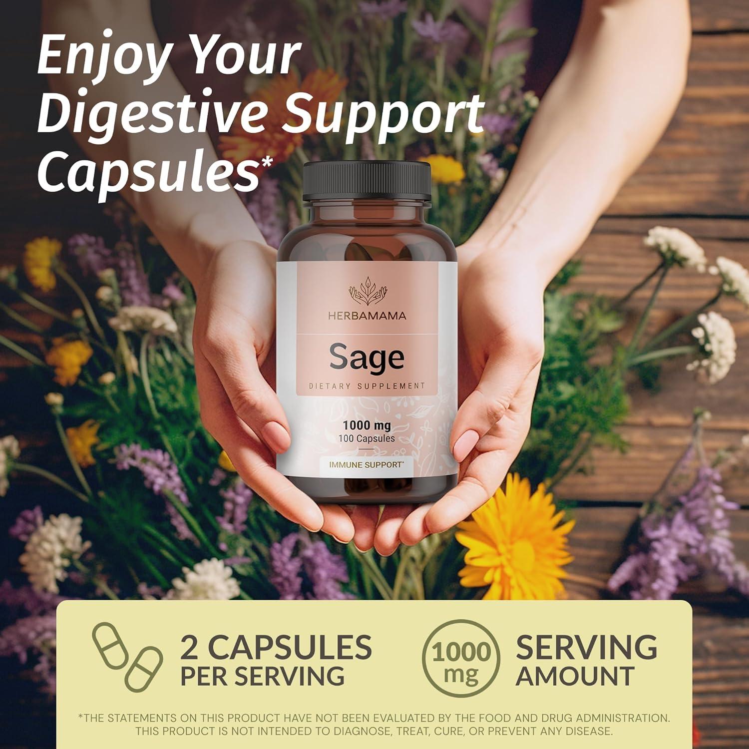 Cápsulas de Salvia Herbamama 1000mg - 100 Caps Veganas