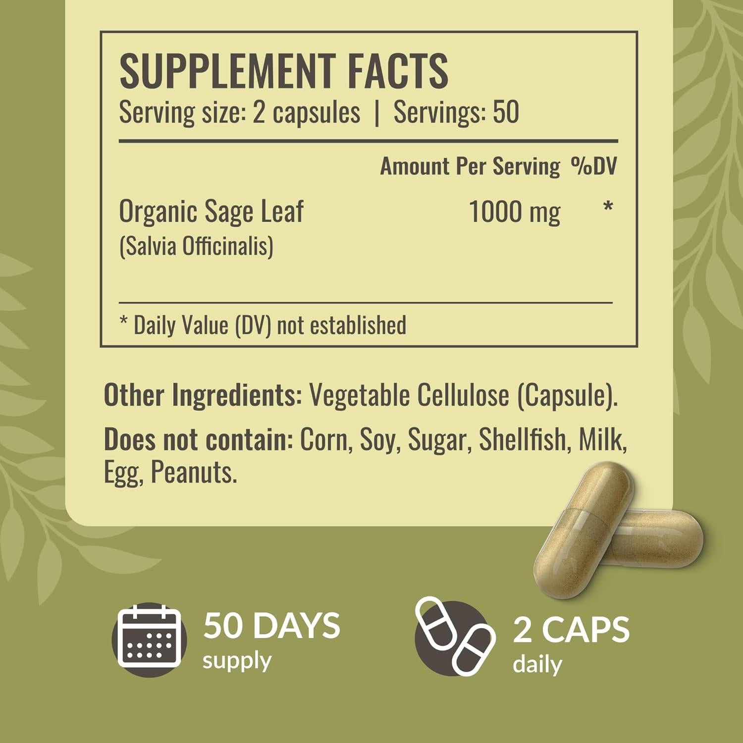 Cápsulas de Salvia Herbamama 1000mg - 100 Caps Veganas